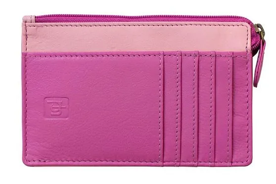 Credit Card Coin Wallet, Pink and Light Pink, Leather