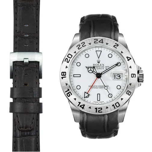 Curved End Leather Strap for Rolex Explorer II with Tang Buckle