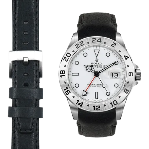 Curved End Leather Strap for Rolex Explorer II with Tang Buckle