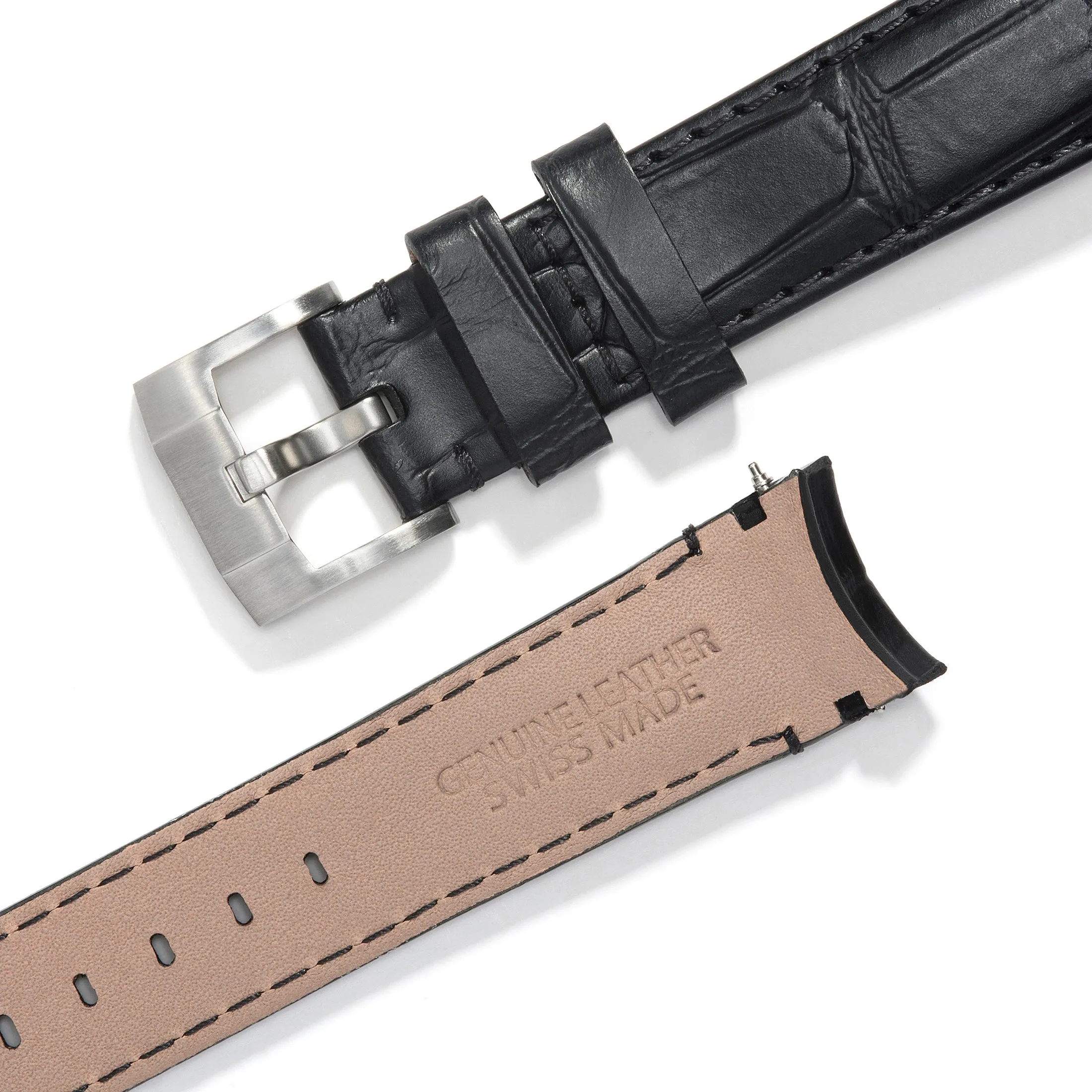 Curved End Leather Strap for Rolex Explorer II with Tang Buckle