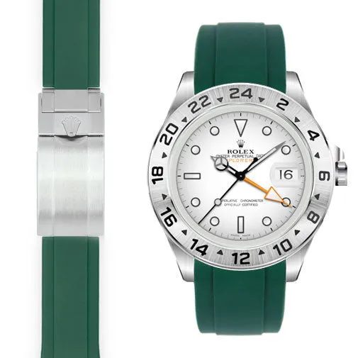 Curved End Rubber Strap for Rolex Explorer II 42mm Deployant (Produced between 2011-2020)