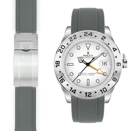 Curved End Rubber Strap for Rolex Explorer II 42mm Deployant (Produced between 2011-2020)