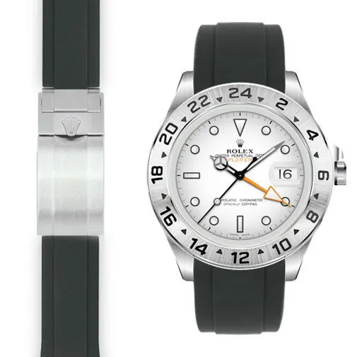 Curved End Rubber Strap for Rolex Explorer II 42mm Deployant (Produced between 2011-2020)