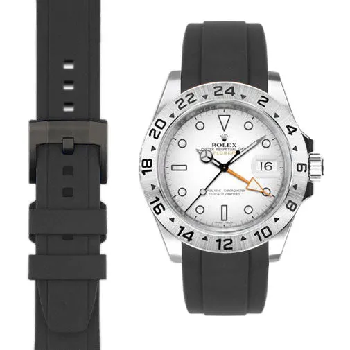 Curved End Rubber Strap for Rolex Explorer II 42mm with Tang Buckle (Produced between 2011-2020)