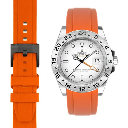 Curved End Rubber Strap for Rolex Explorer II 42mm with Tang Buckle (Produced between 2011-2020)