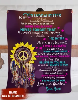 Custom 3D Fleece Blanket-To my granddaughter-Love Grandma-HTV