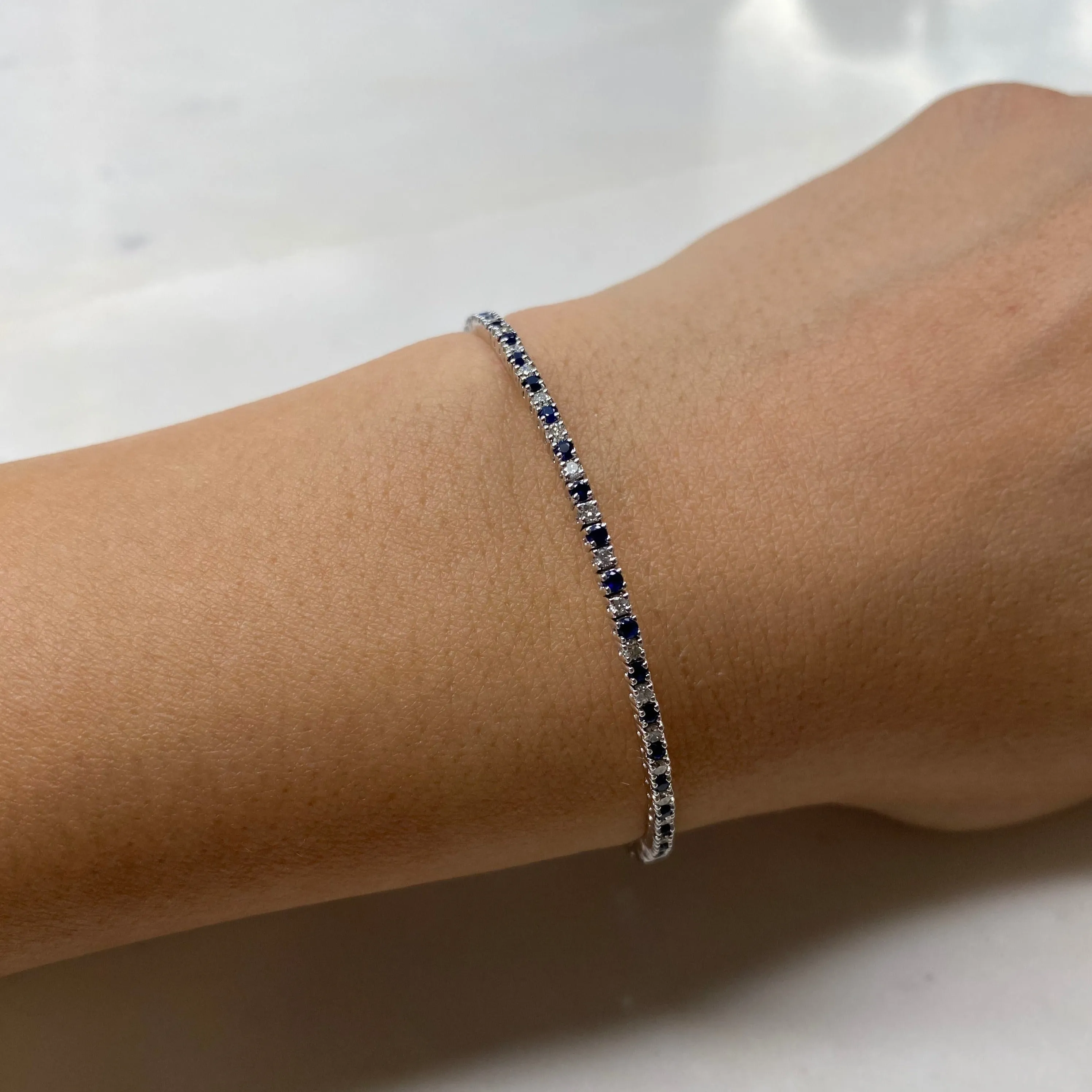Diamond and Sapphire Eternity Flex Bangle