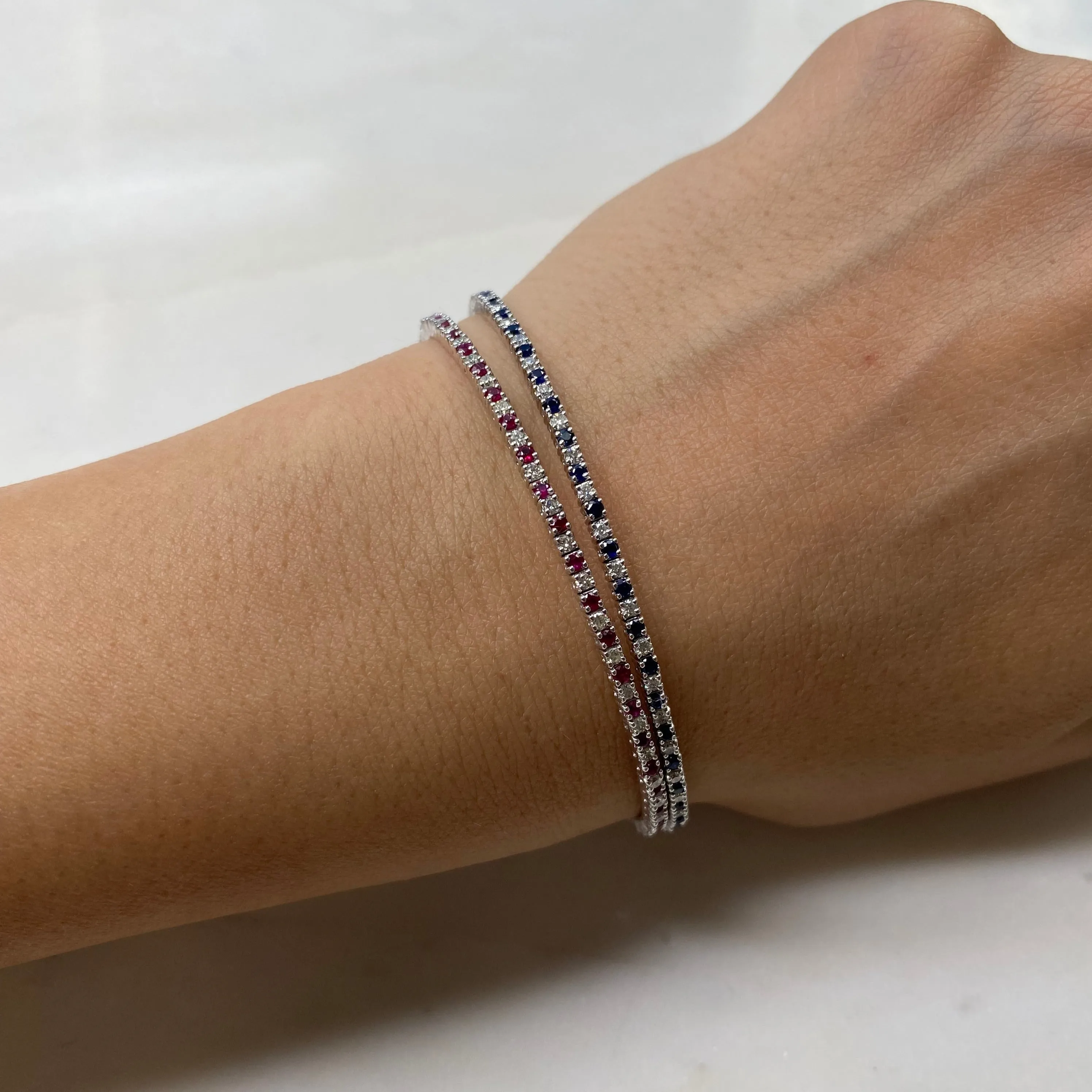 Diamond and Sapphire Eternity Flex Bangle