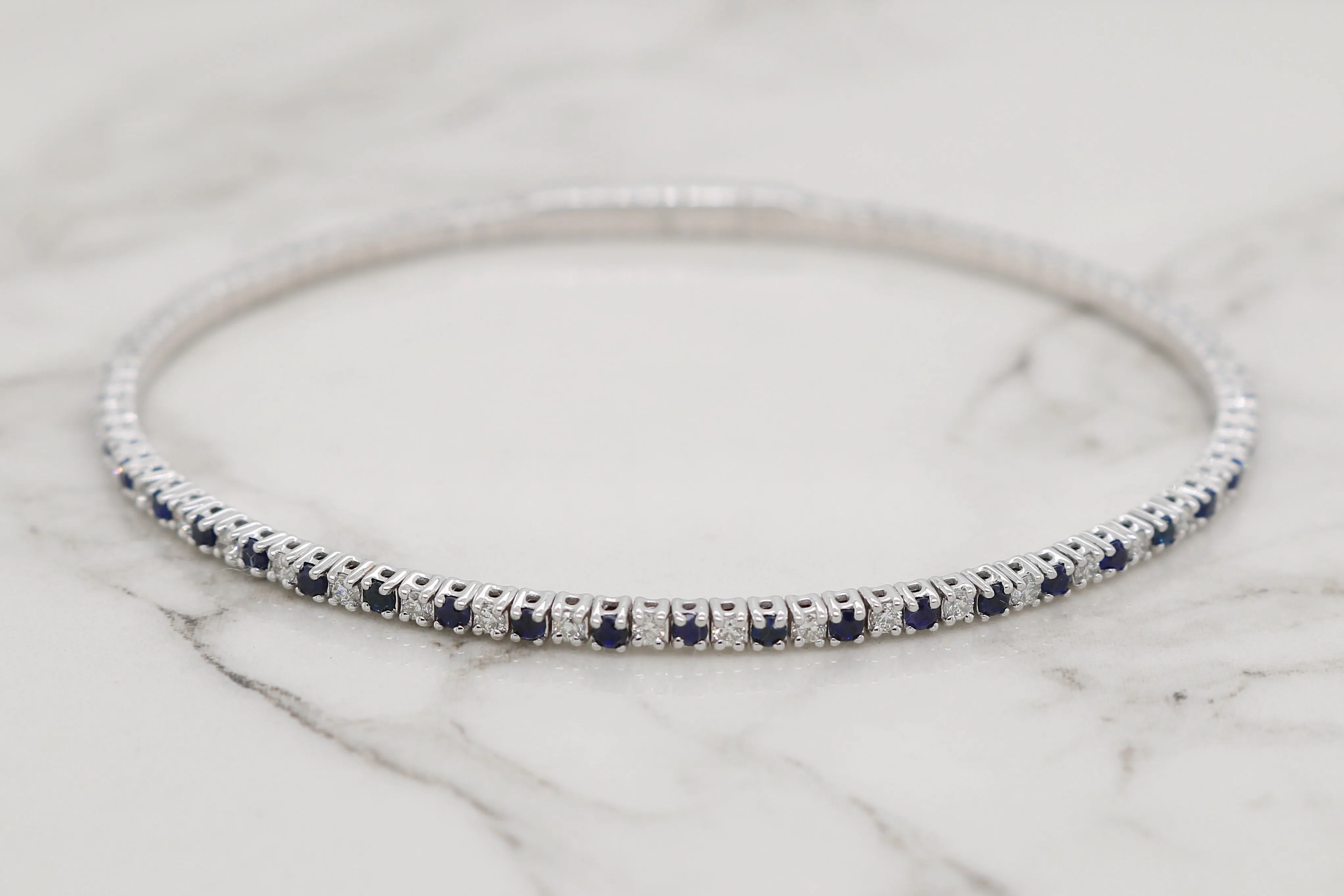 Diamond and Sapphire Eternity Flex Bangle