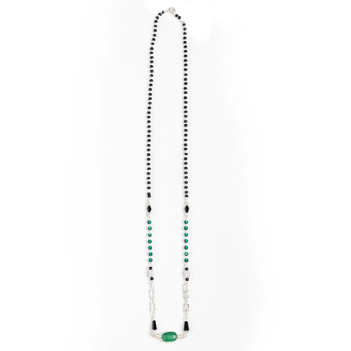 Diti Green Silver Mangalsutra by Moha