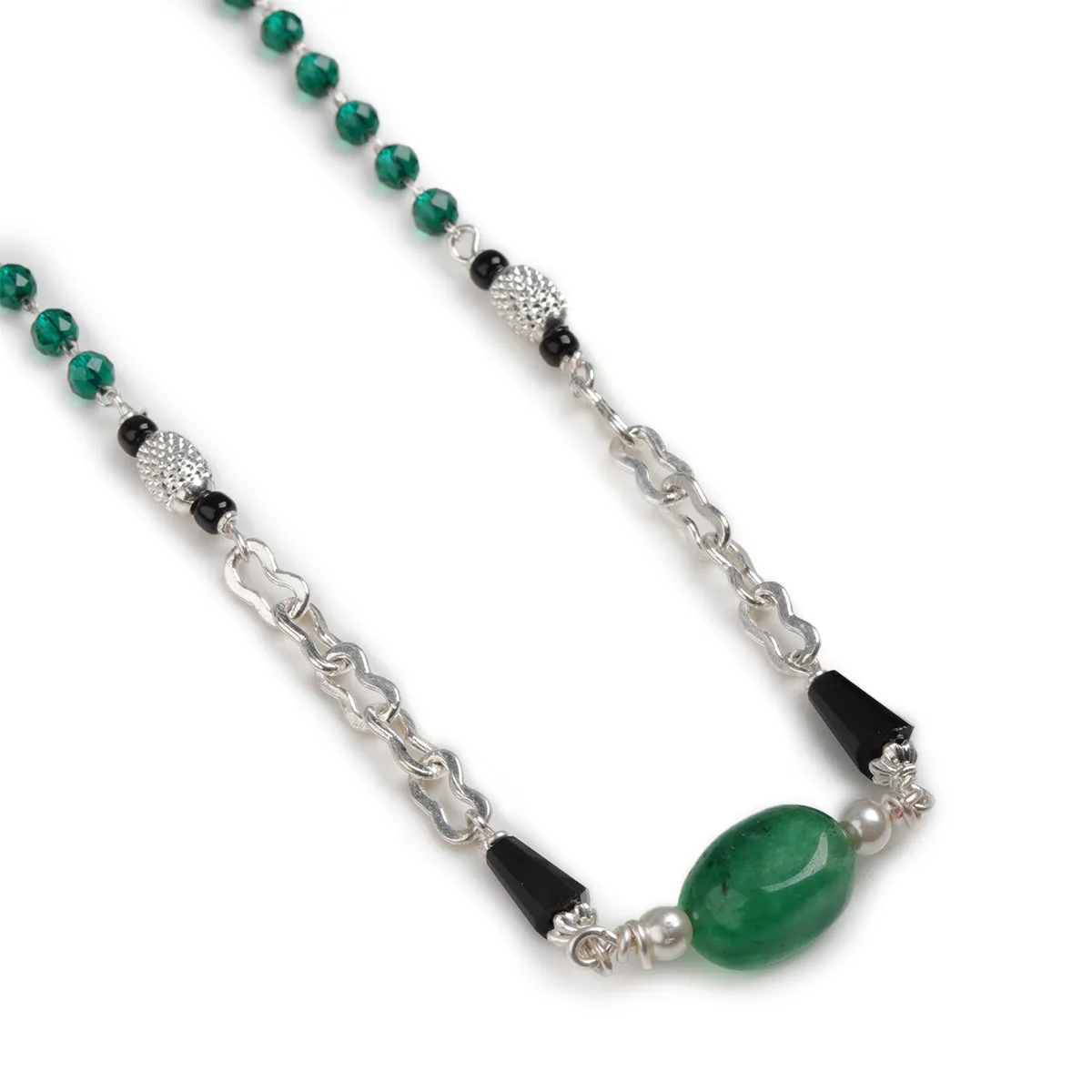 Diti Green Silver Mangalsutra by Moha
