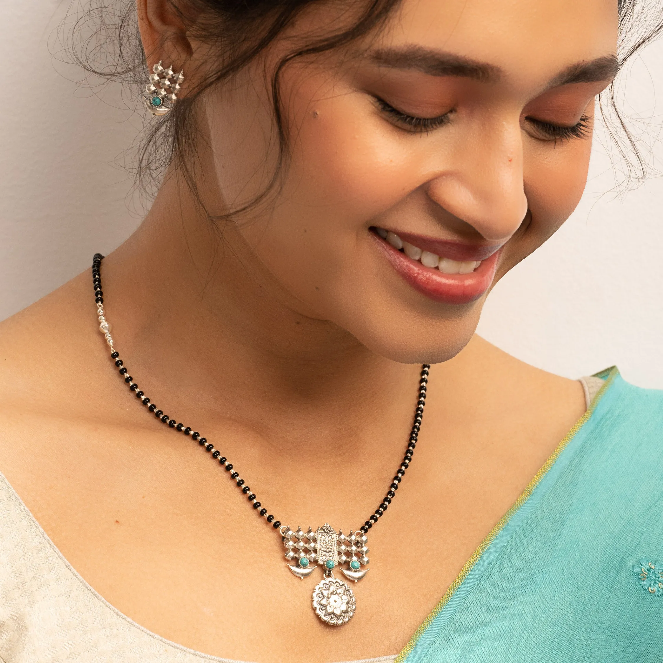 DIYA SILVER EARRINGS BY MOHA (Turquoise)