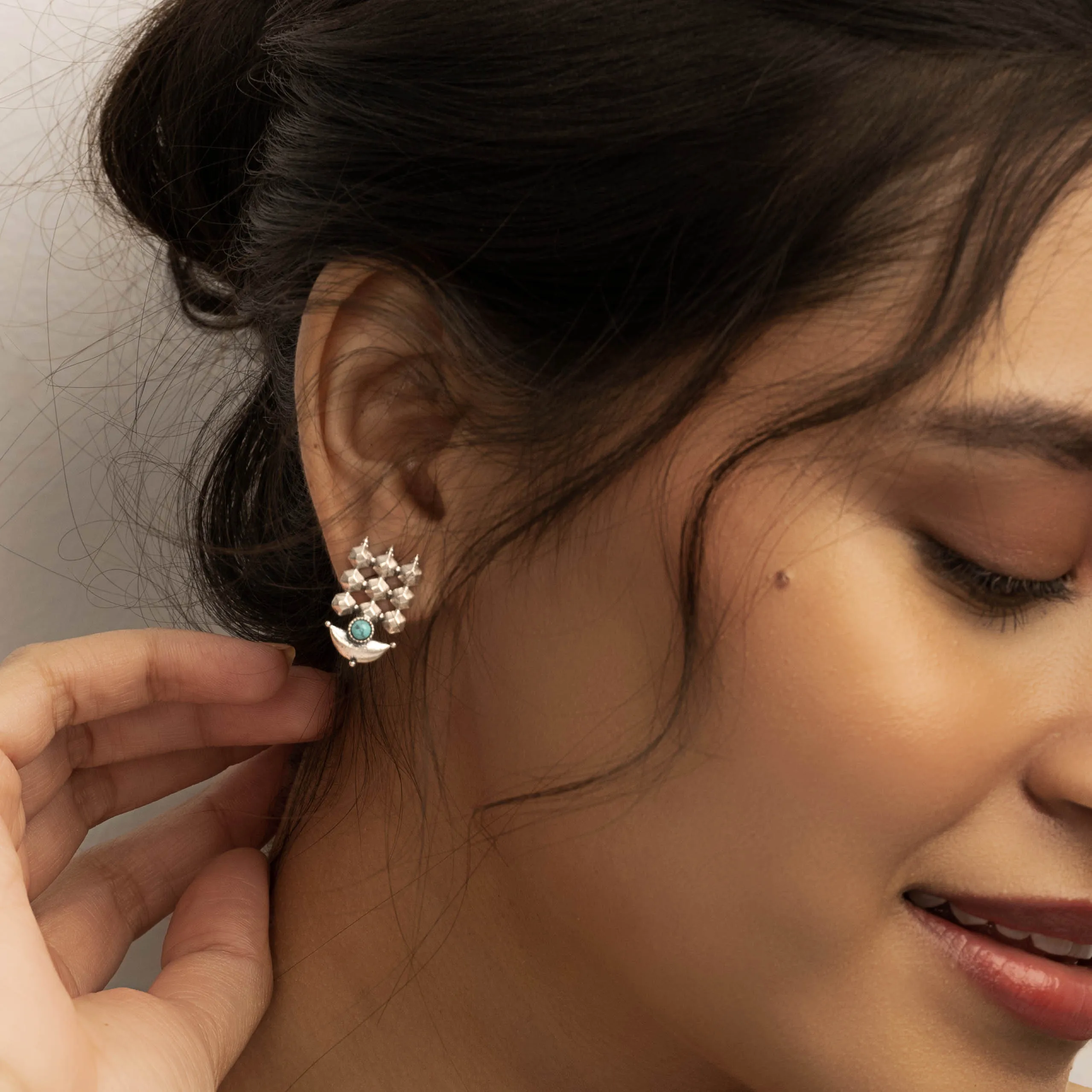 DIYA SILVER EARRINGS BY MOHA (Turquoise)