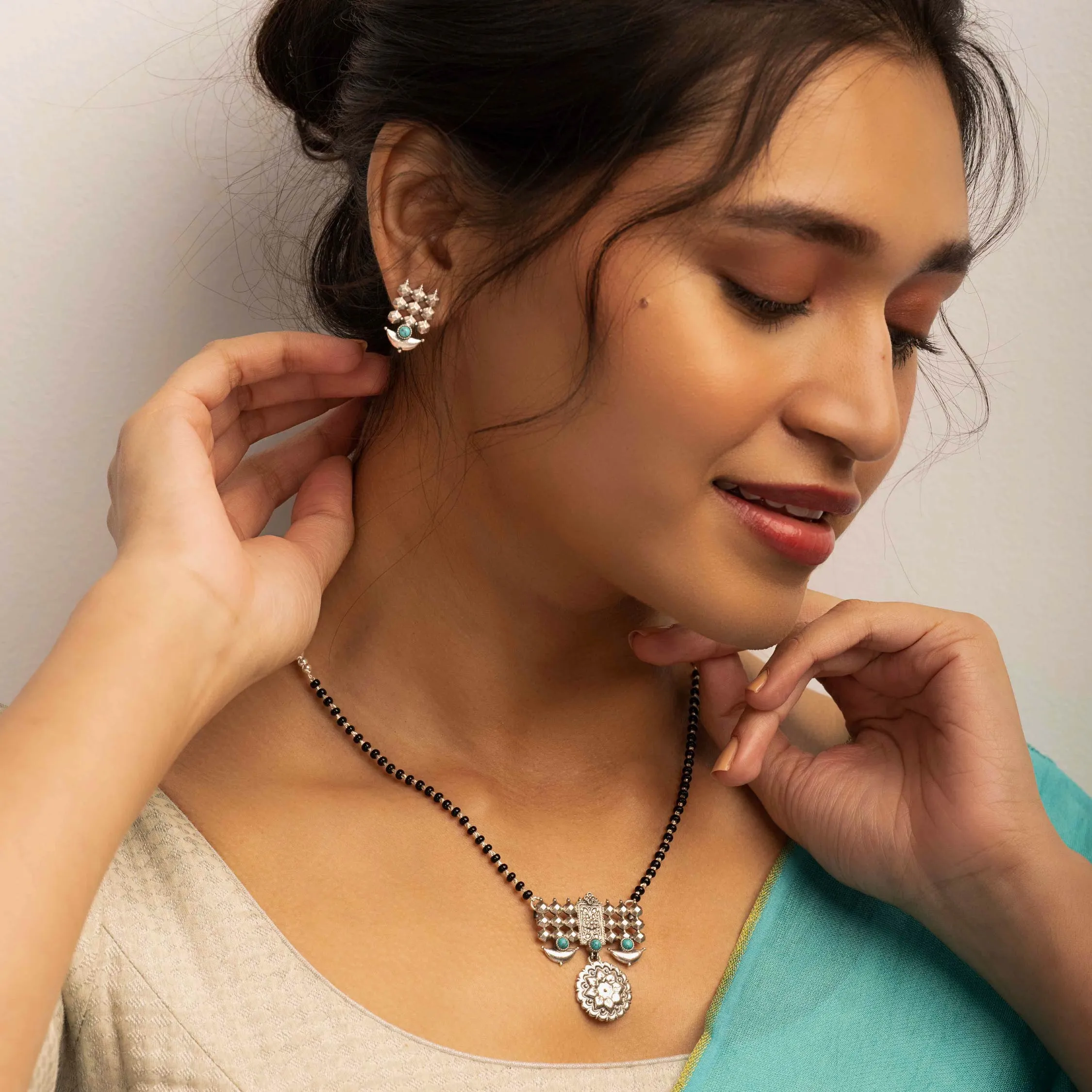 DIYA SILVER EARRINGS BY MOHA (Turquoise)