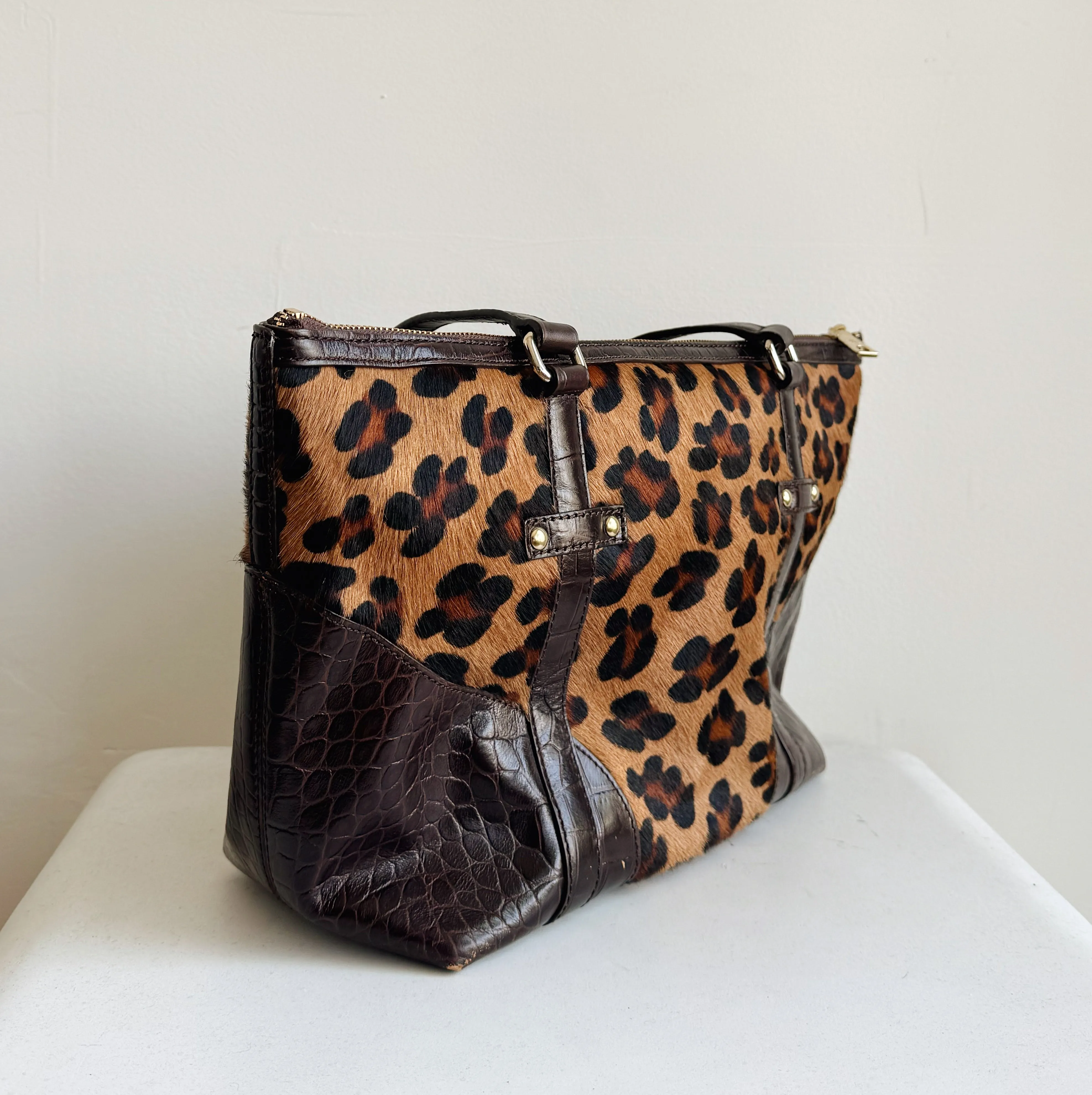 DKNY Leopard & Croc Leather Tote