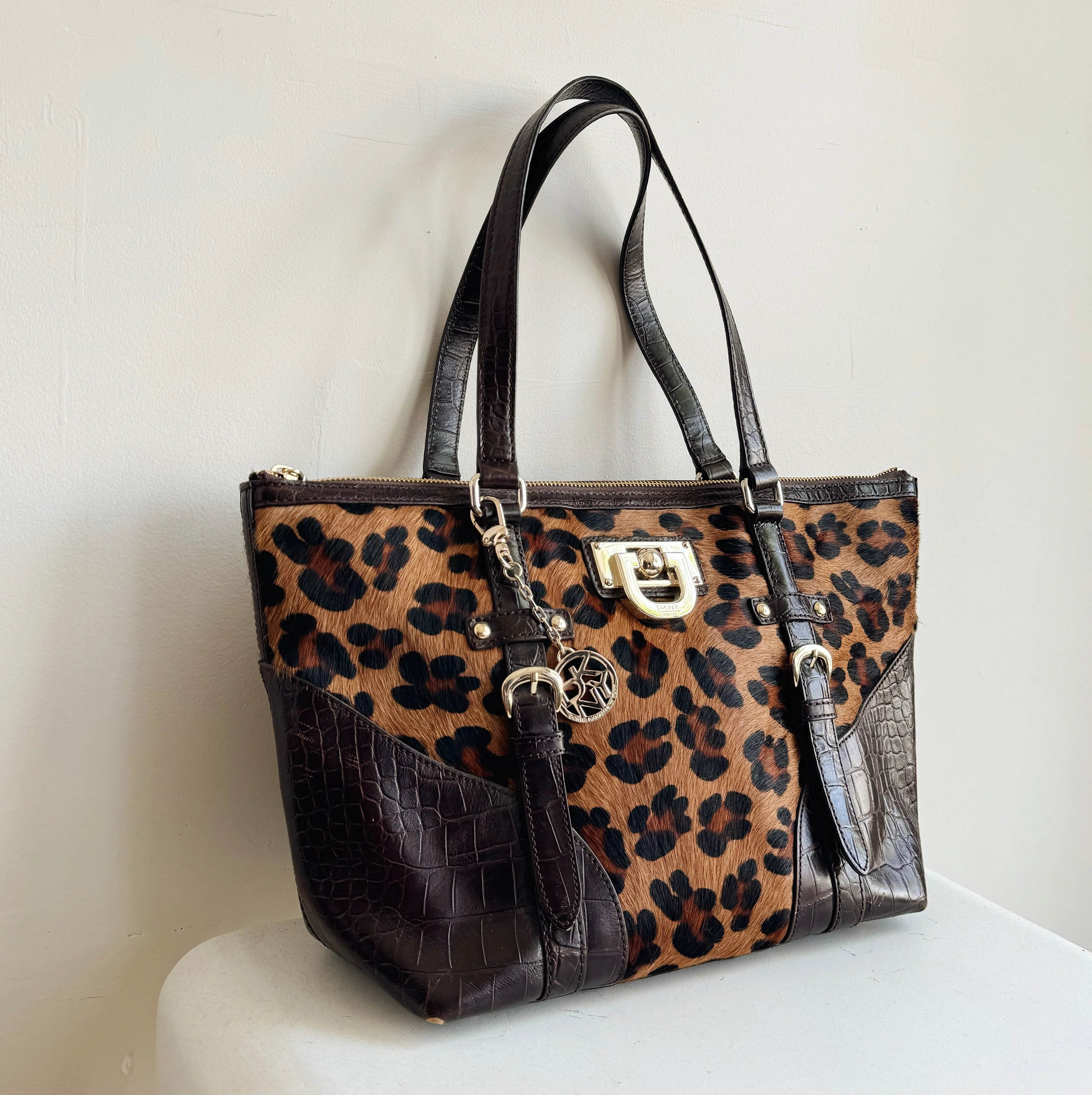 DKNY Leopard & Croc Leather Tote