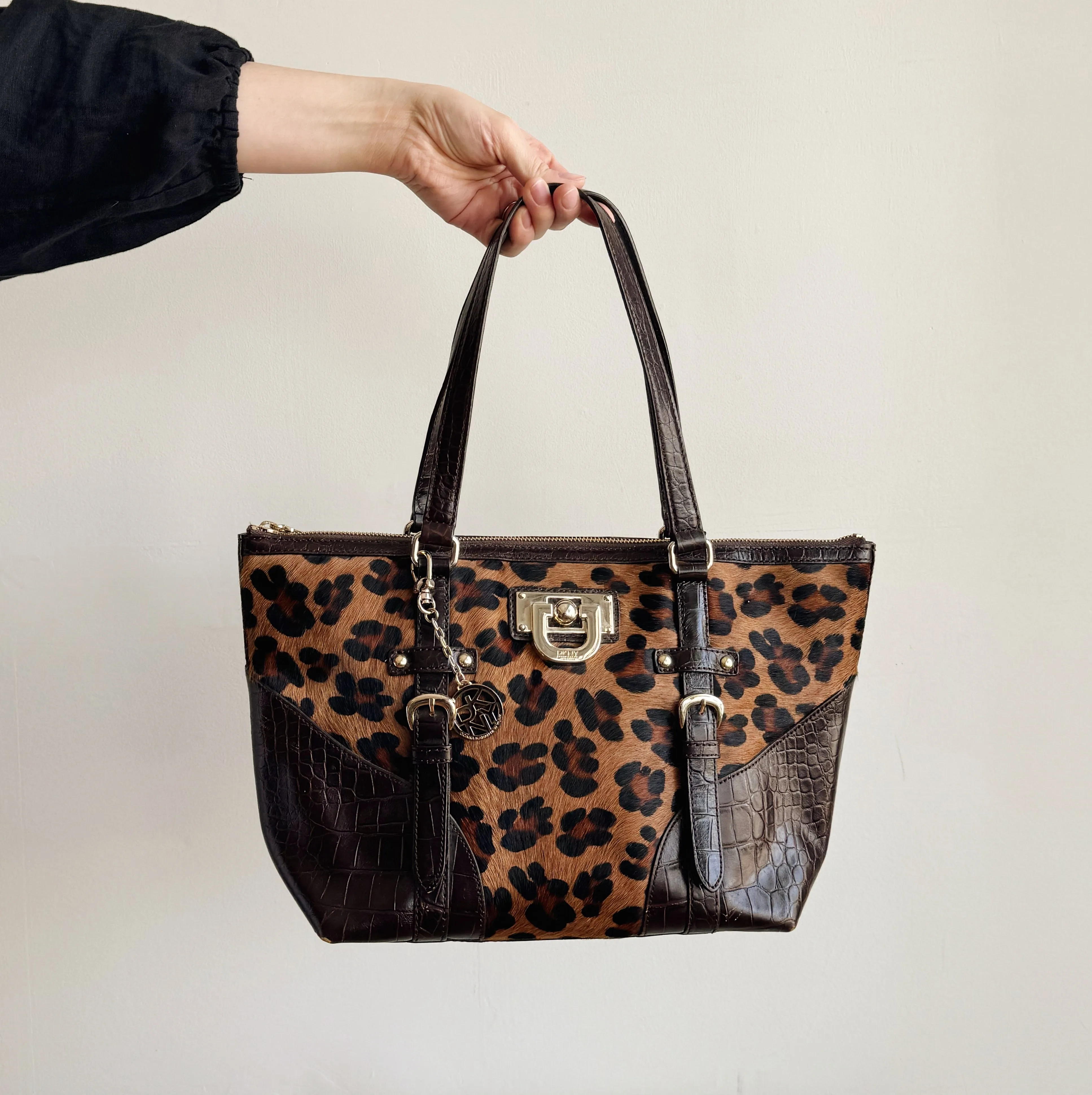 DKNY Leopard & Croc Leather Tote