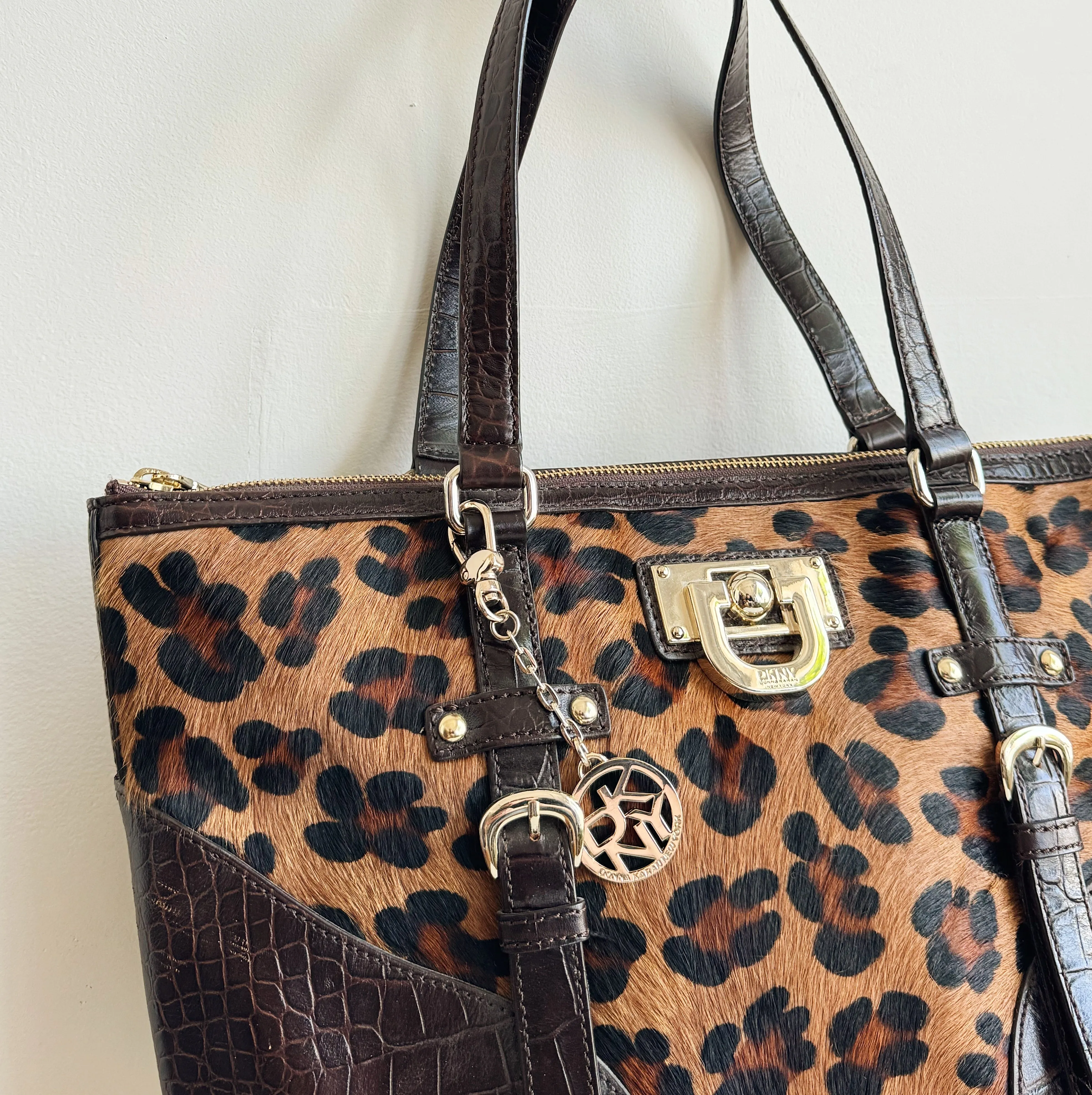 DKNY Leopard & Croc Leather Tote