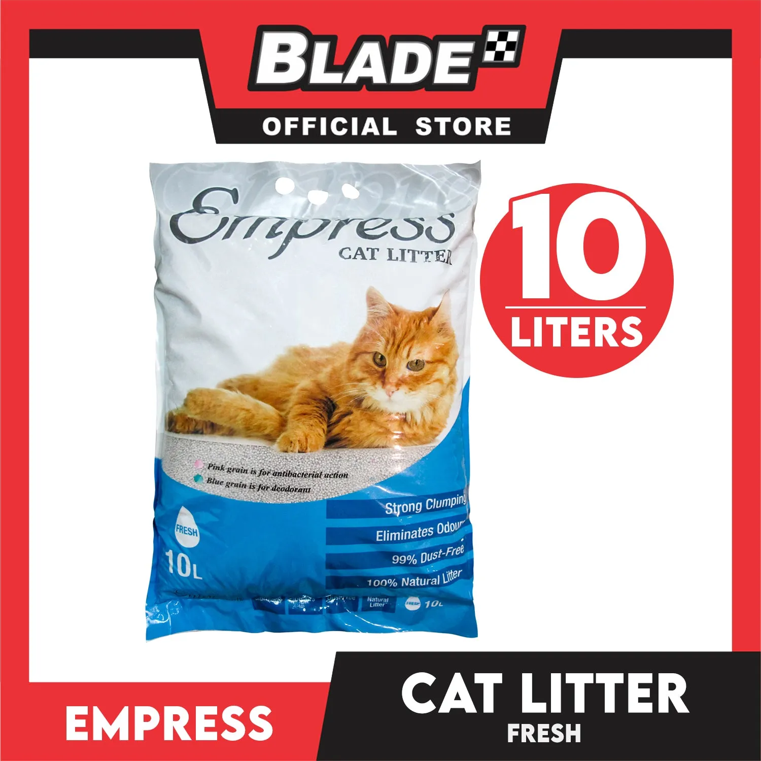 Empress Cat Litter 10 Liters (Fresh Scent) Strong Clumping, Eliminates Odors, 99% Dust Free, 100% Natural Cat Litter