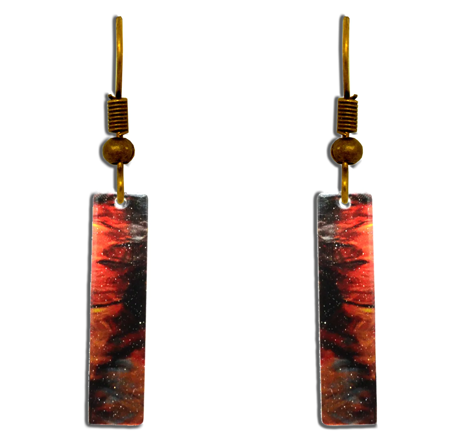 Fire Water 2" Metallic Slender Rectangle Earrings