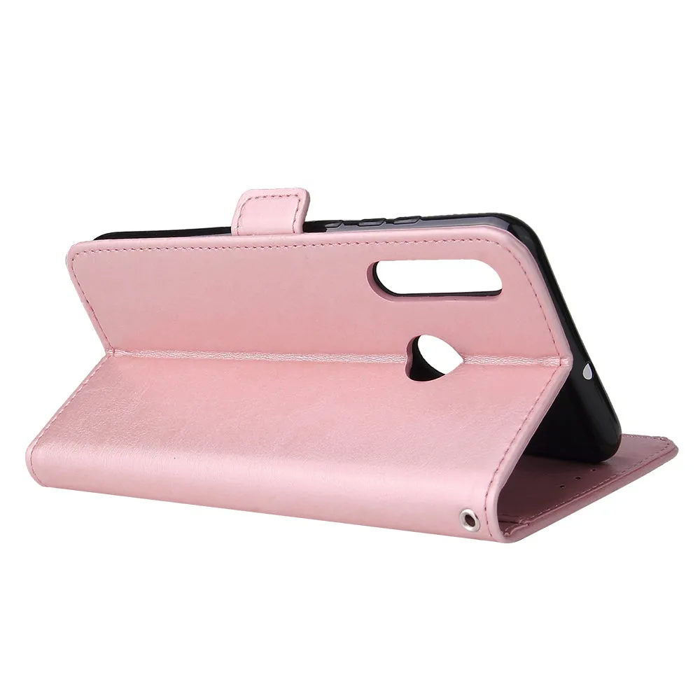 For Huawei Enjoy 9-Y7 2019-Y7 PRIME 2019 with fingerprint hole - Y7 PRO 2019 Solid Color PU Leather Zipper Wallet Double Buckle Protective Case with Stand & Lanyard black