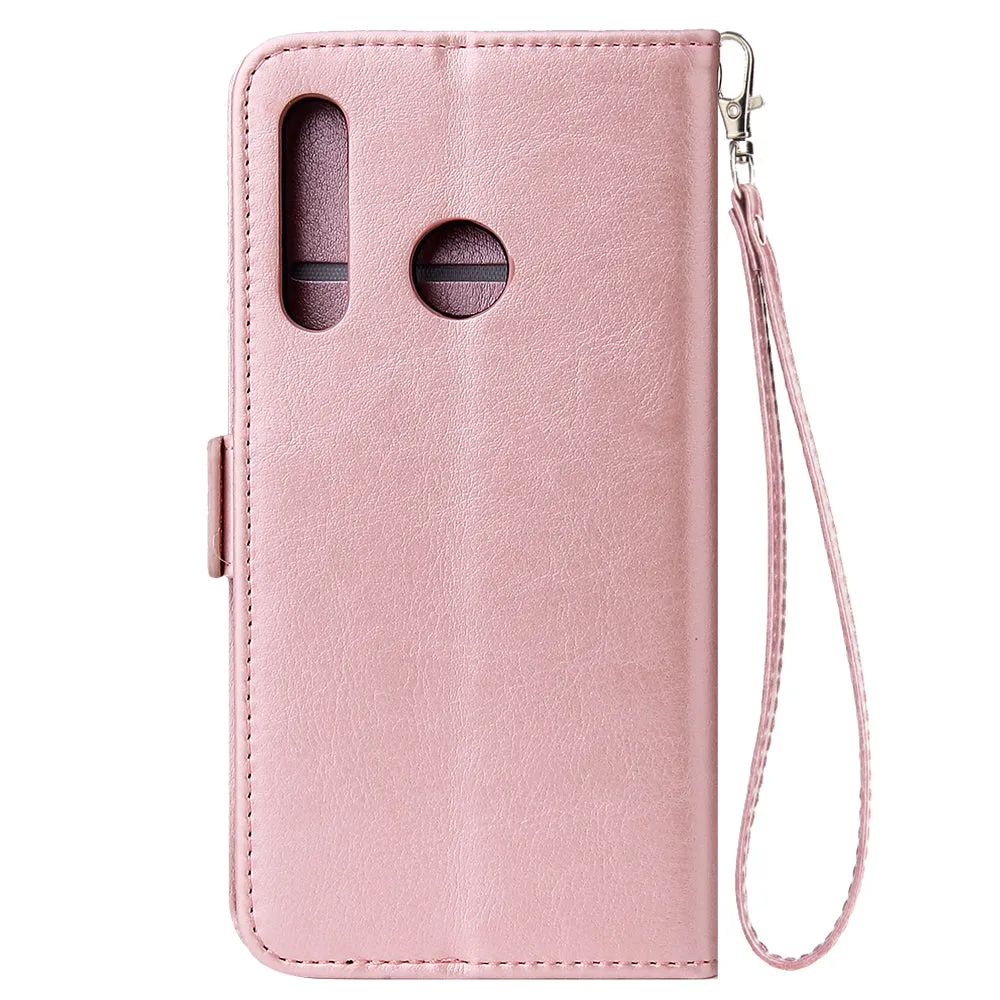 For Huawei Enjoy 9-Y7 2019-Y7 PRIME 2019 with fingerprint hole - Y7 PRO 2019 Solid Color PU Leather Zipper Wallet Double Buckle Protective Case with Stand & Lanyard blue