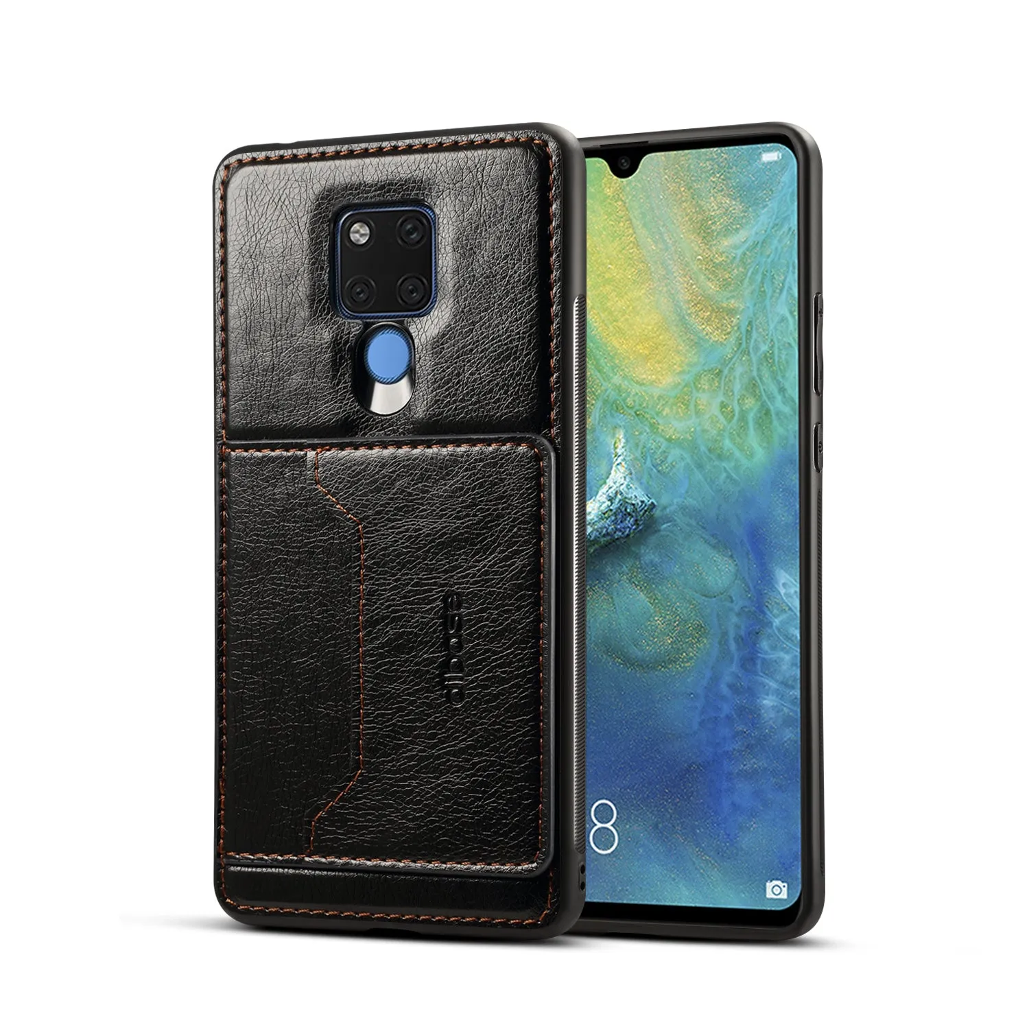 For HUAWEI MATE 20X 2 in 1 Retro PU Leather Wallet Stand Non-slip Shockproof Cell Phone Case brown