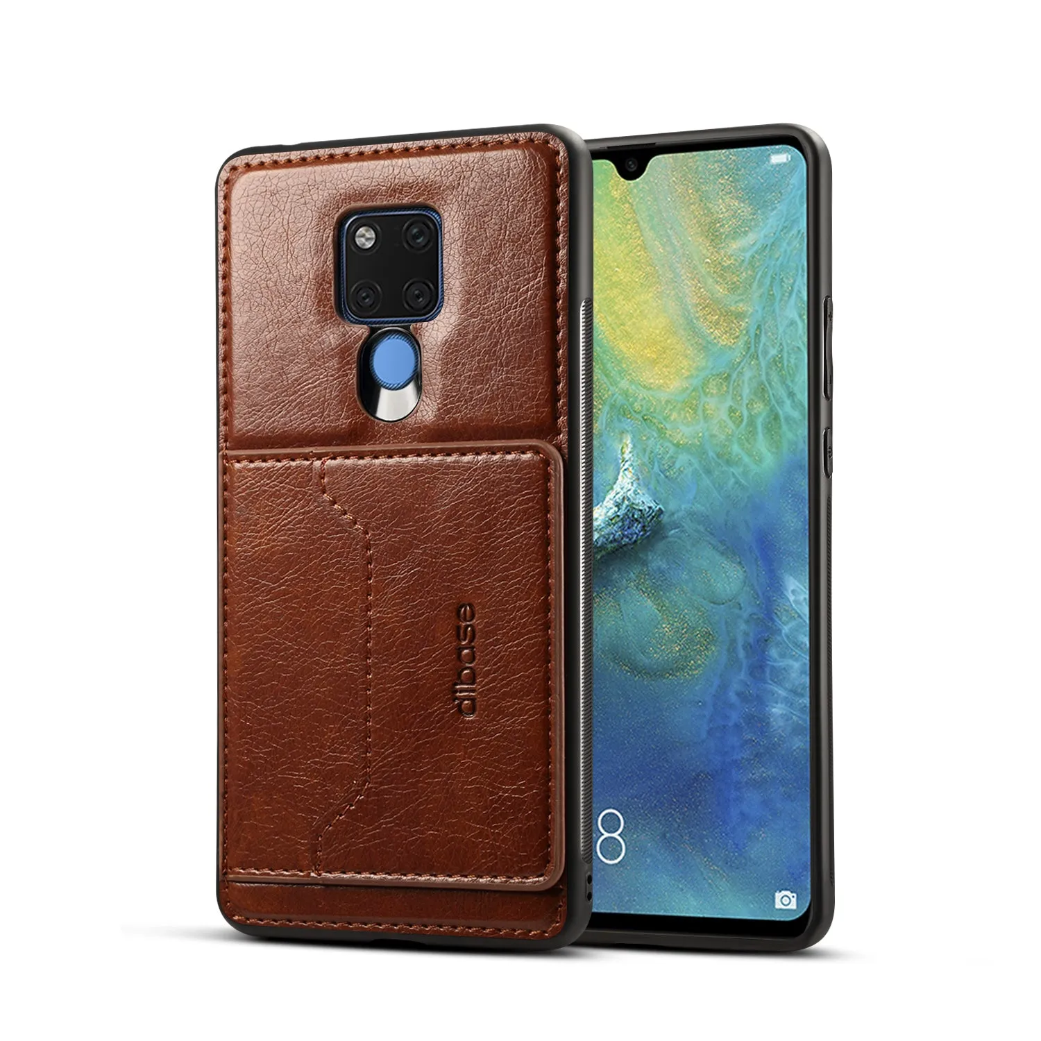For HUAWEI MATE 20X 2 in 1 Retro PU Leather Wallet Stand Non-slip Shockproof Cell Phone Case brown