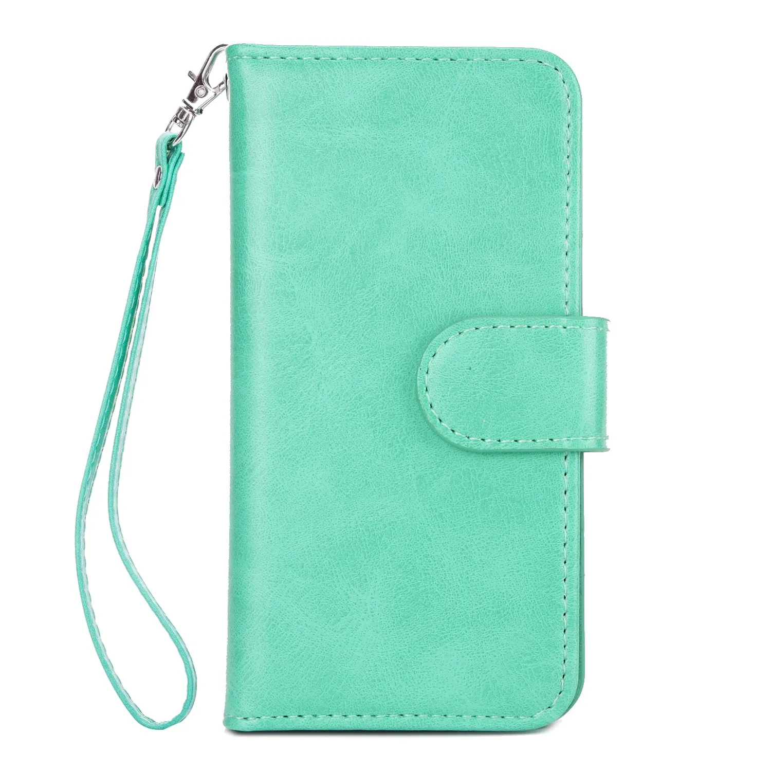 For iPhone 5/5S/SE PU Cell Phone Case Protective Leather Cover with Buckle & 9 Card Position & Lanyard & Bracket gold