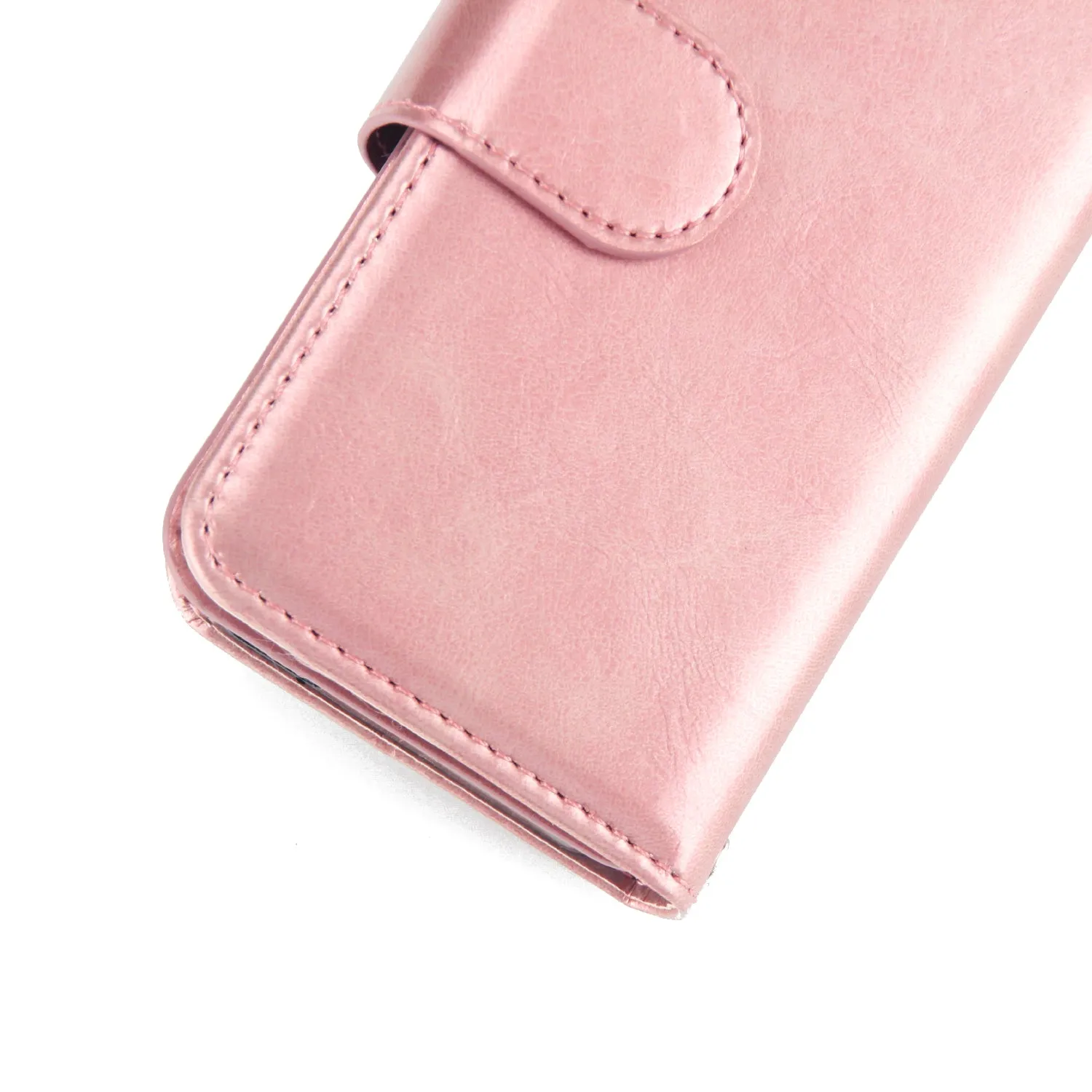 For iPhone 5/5S/SE PU Cell Phone Case Protective Leather Cover with Buckle & 9 Card Position & Lanyard & Bracket gold