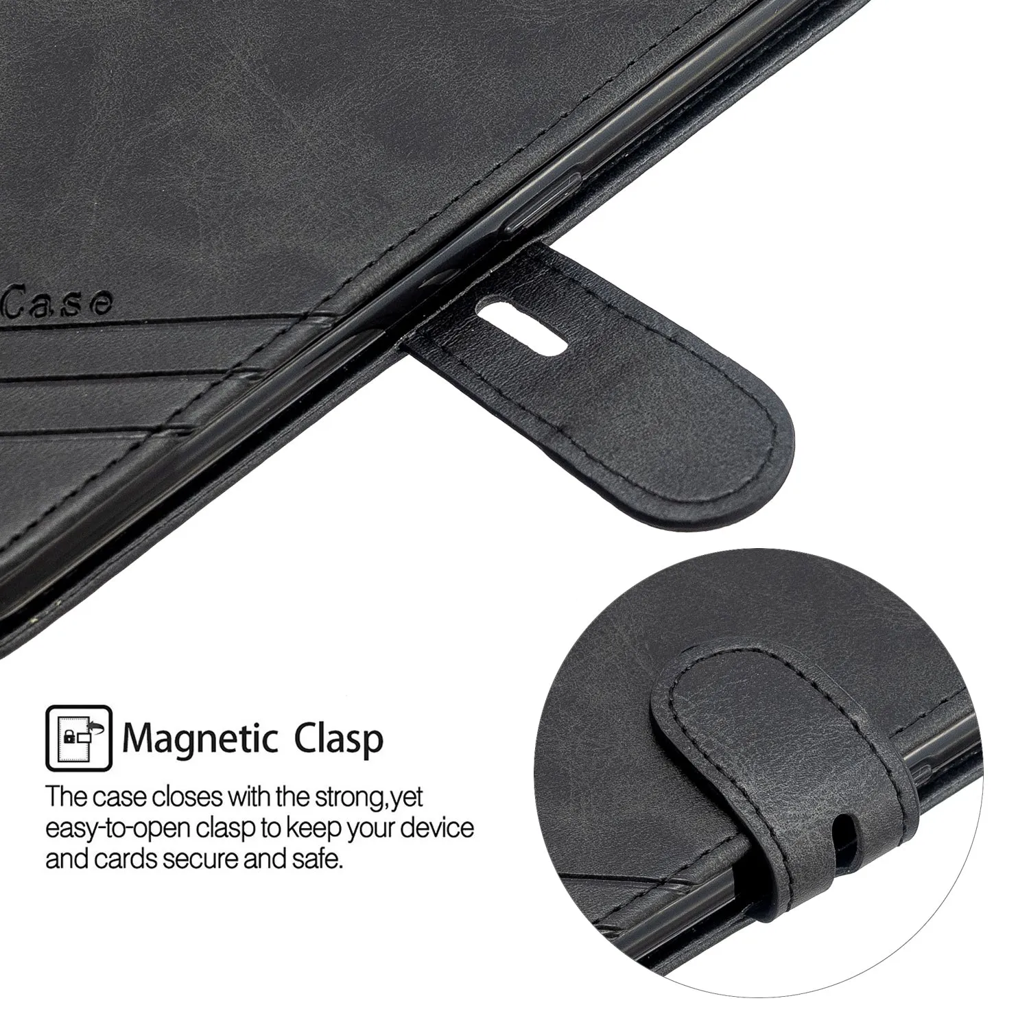For OPPO F11/F11 Pro Case Soft Leather Cover with Denim Texture Precise Cutouts Wallet Design Buckle Closure Smartphone Shell  black