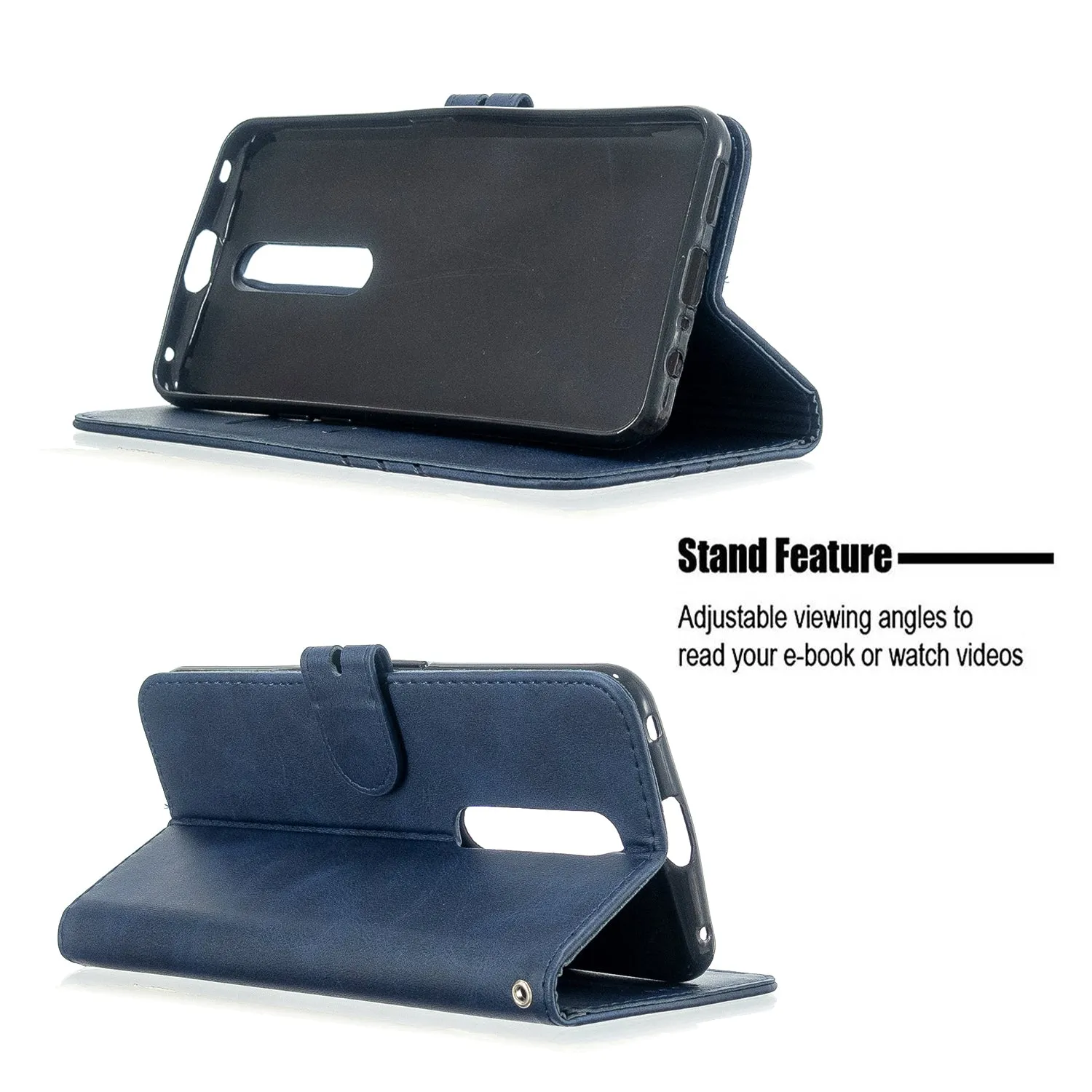 For OPPO F11/F11 Pro Case Soft Leather Cover with Denim Texture Precise Cutouts Wallet Design Buckle Closure Smartphone Shell  blue