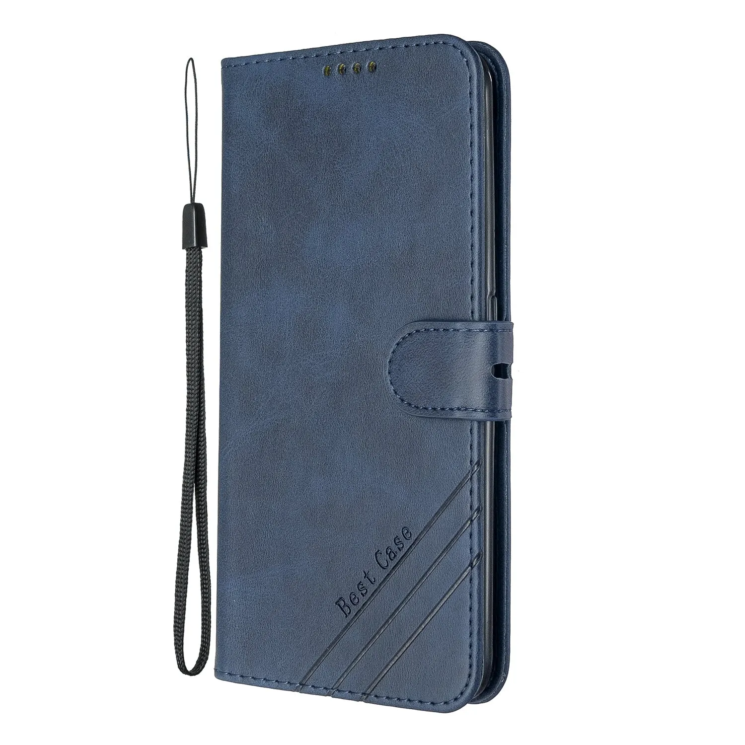 For OPPO F11/F11 Pro Case Soft Leather Cover with Denim Texture Precise Cutouts Wallet Design Buckle Closure Smartphone Shell  blue
