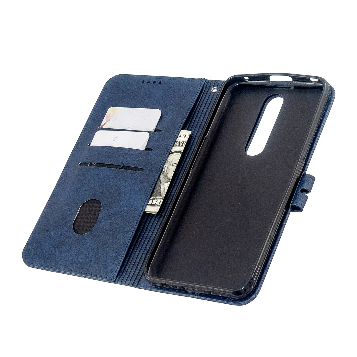For OPPO F11/F11 Pro Case Soft Leather Cover with Denim Texture Precise Cutouts Wallet Design Buckle Closure Smartphone Shell  blue