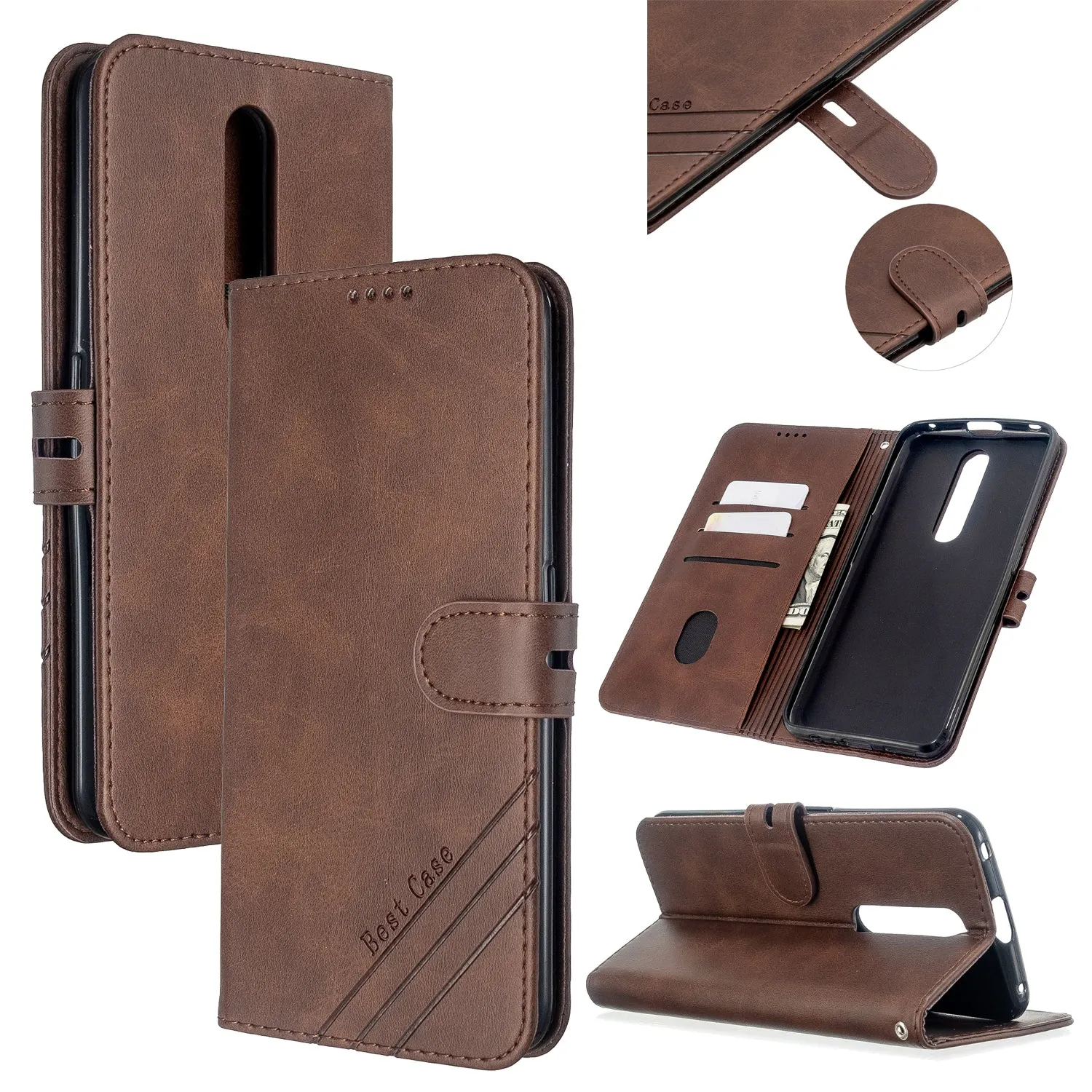 For OPPO F11/F11 Pro Case Soft Leather Cover with Denim Texture Precise Cutouts Wallet Design Buckle Closure Smartphone Shell  blue