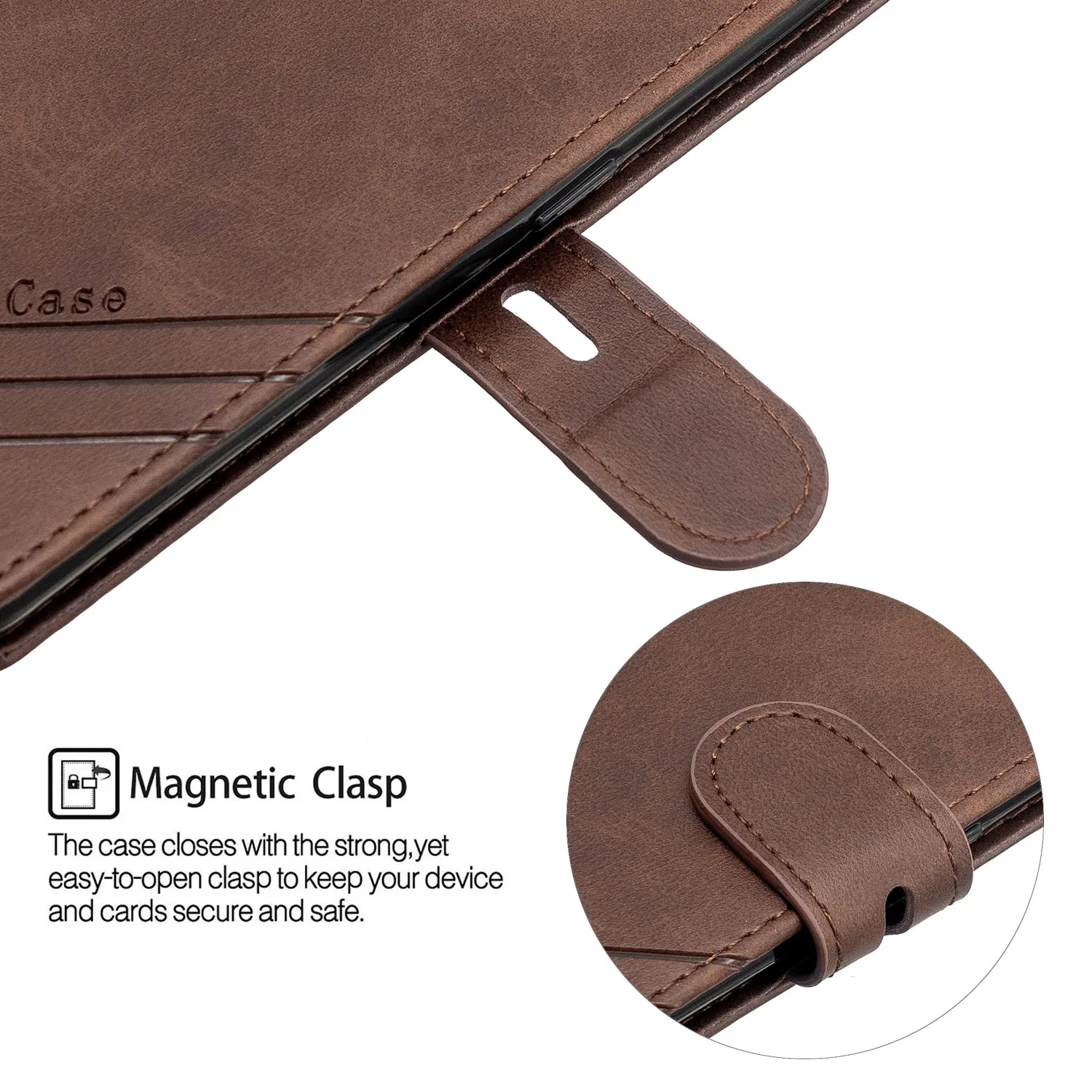 For OPPO F11/F11 Pro Case Soft Leather Cover with Denim Texture Precise Cutouts Wallet Design Buckle Closure Smartphone Shell  brown