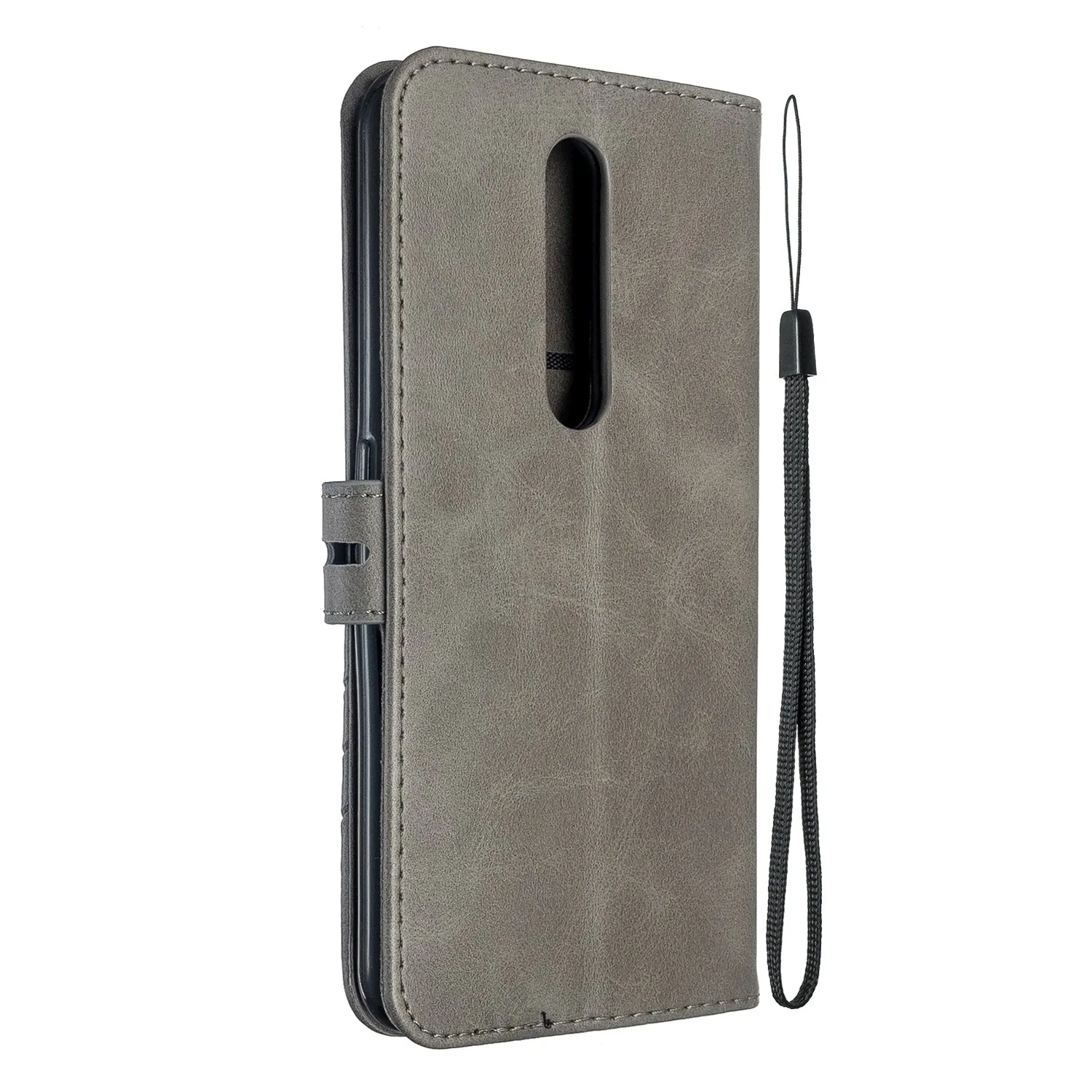 For OPPO F11/F11 Pro Case Soft Leather Cover with Denim Texture Precise Cutouts Wallet Design Buckle Closure Smartphone Shell  gray
