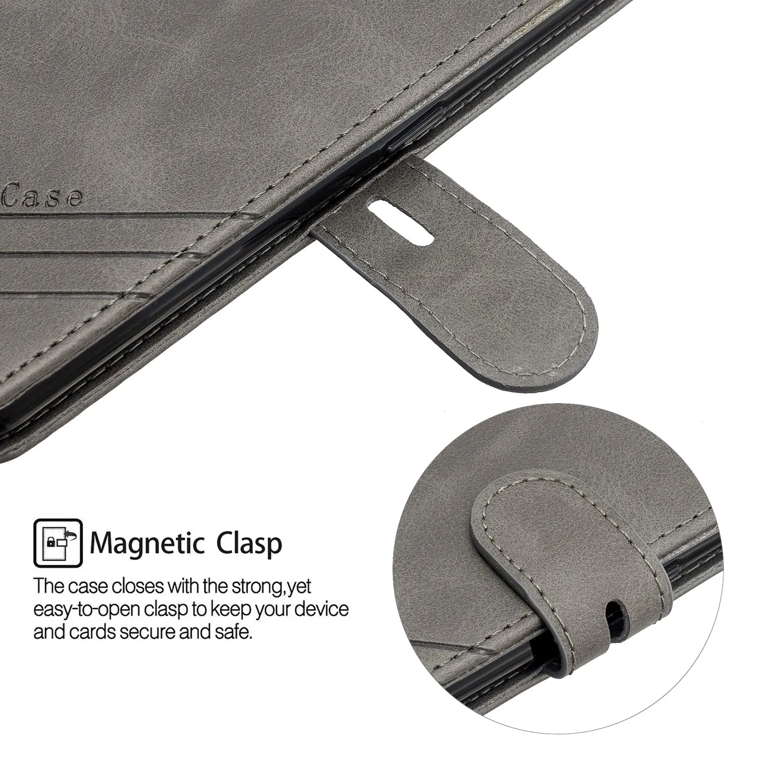 For OPPO F11/F11 Pro Case Soft Leather Cover with Denim Texture Precise Cutouts Wallet Design Buckle Closure Smartphone Shell  gray