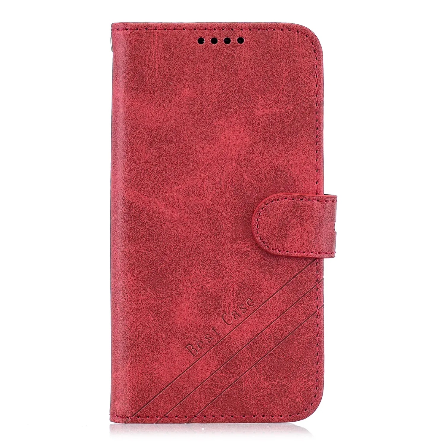 For OPPO F11/F11 Pro Case Soft Leather Cover with Denim Texture Precise Cutouts Wallet Design Buckle Closure Smartphone Shell  red