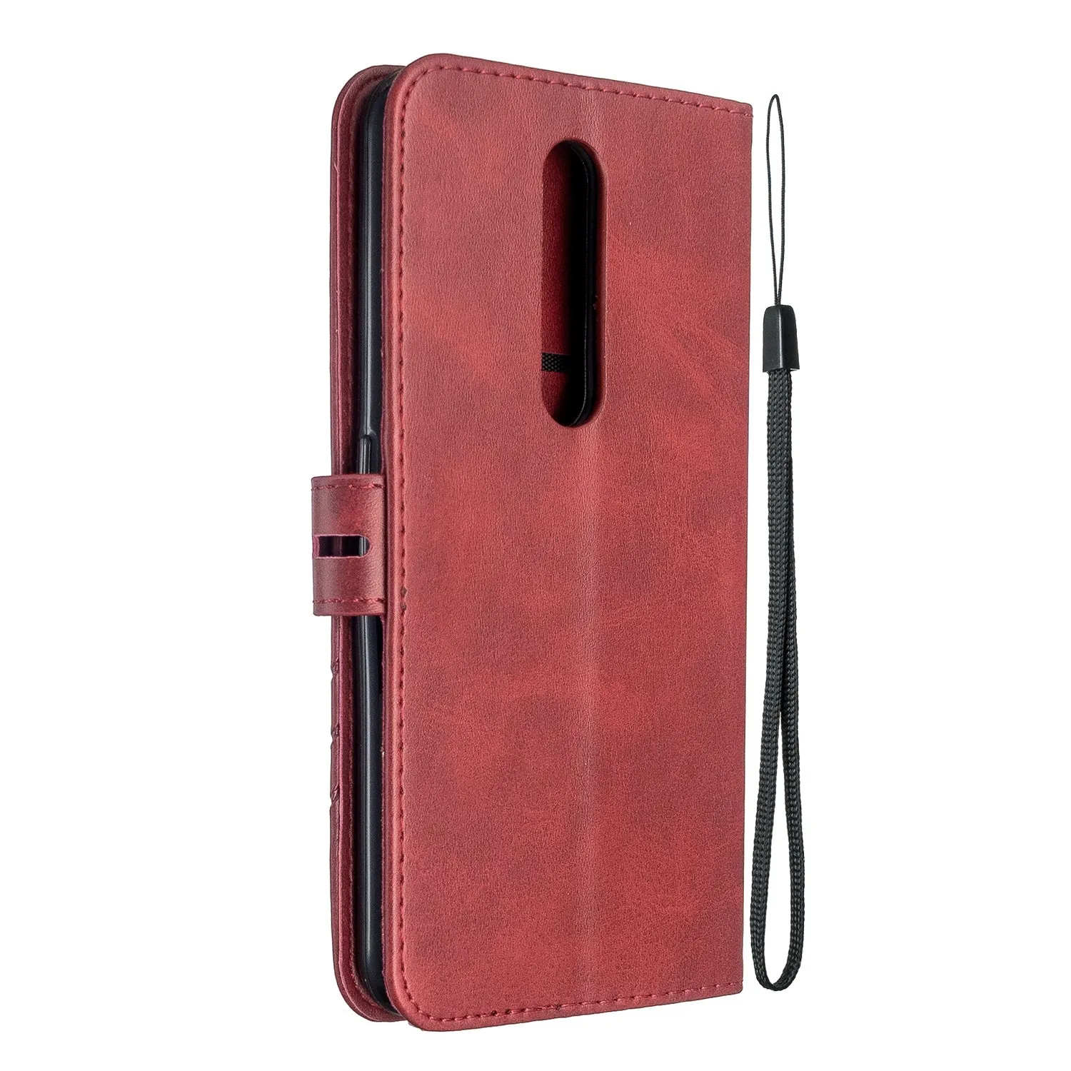 For OPPO F11/F11 Pro Case Soft Leather Cover with Denim Texture Precise Cutouts Wallet Design Buckle Closure Smartphone Shell  red