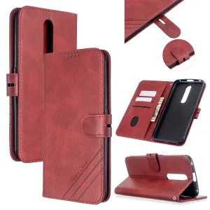 For OPPO F11/F11 Pro Case Soft Leather Cover with Denim Texture Precise Cutouts Wallet Design Buckle Closure Smartphone Shell  red