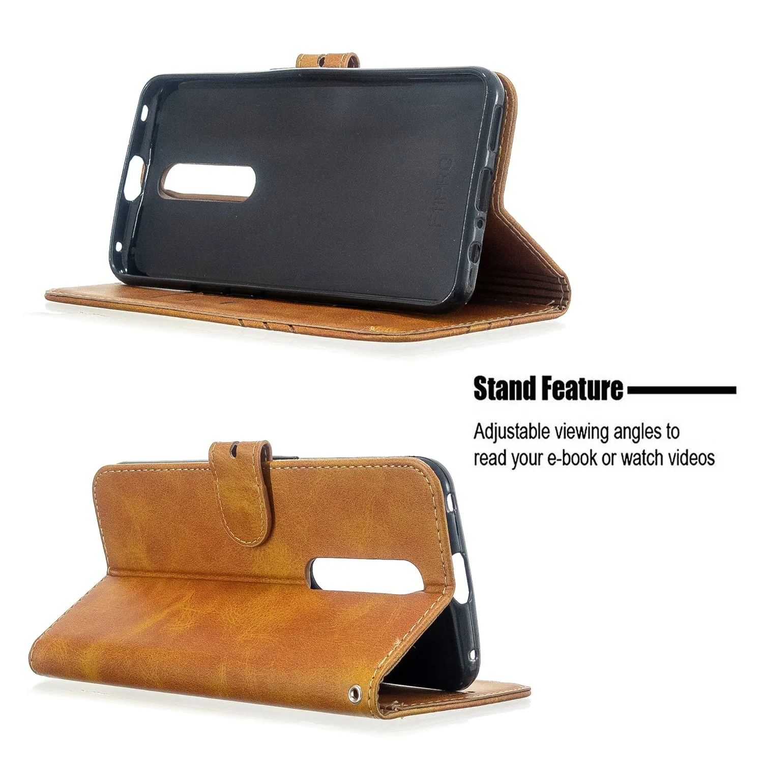 For OPPO F11/F11 Pro Case Soft Leather Cover with Denim Texture Precise Cutouts Wallet Design Buckle Closure Smartphone Shell  yellow