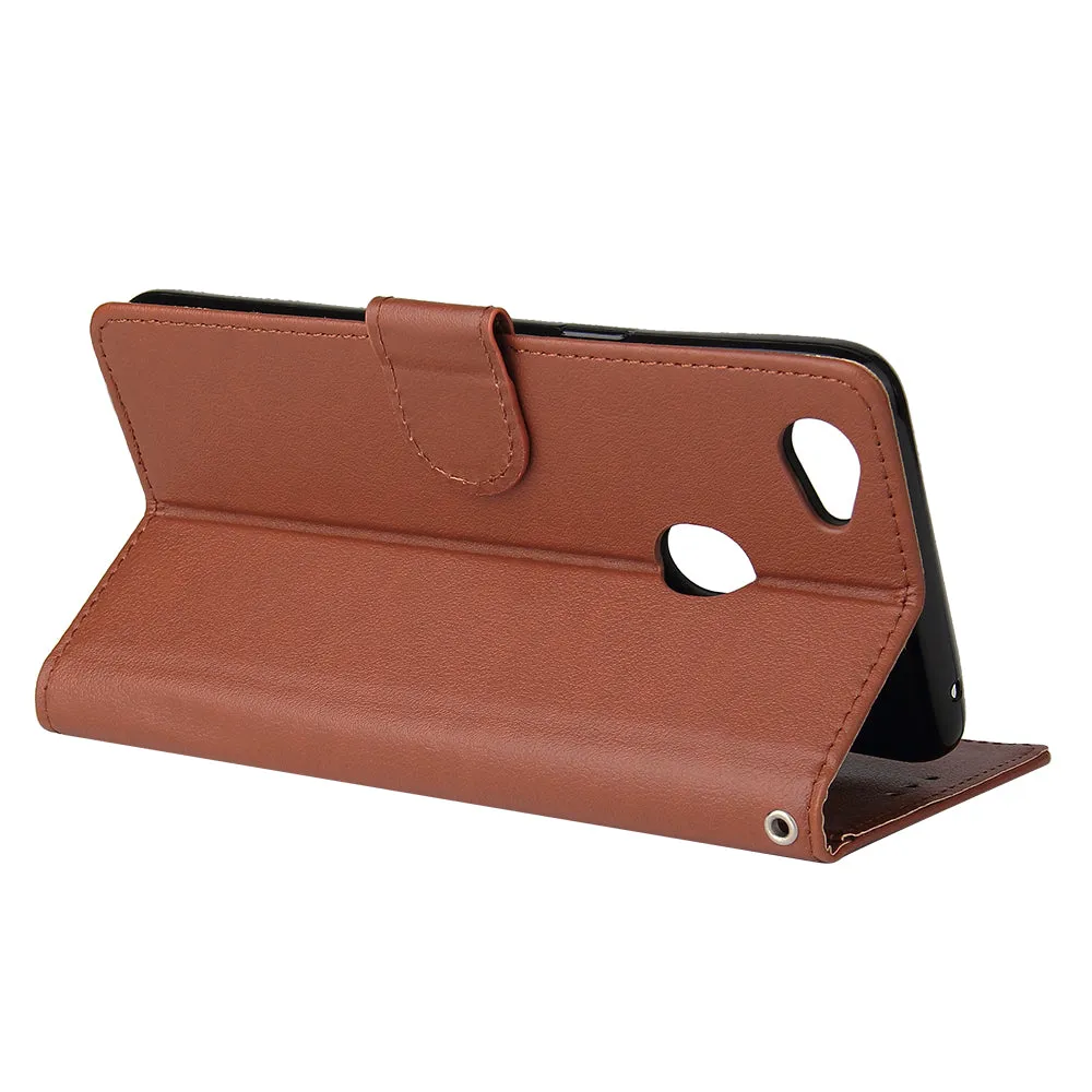 For OPPO F7 Wallet-type PU Leather Protective Phone Case with Buckle & 3 Card Position brown
