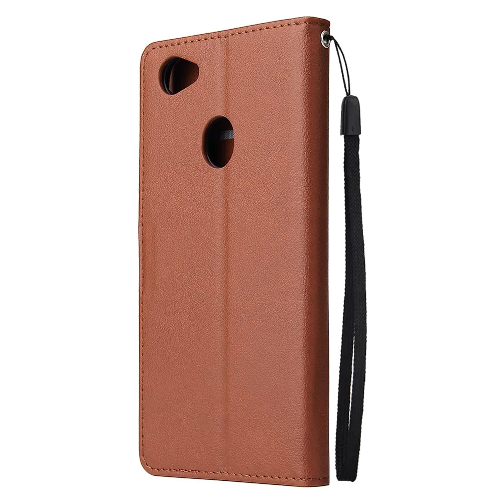 For OPPO F7 Wallet-type PU Leather Protective Phone Case with Buckle & 3 Card Position brown