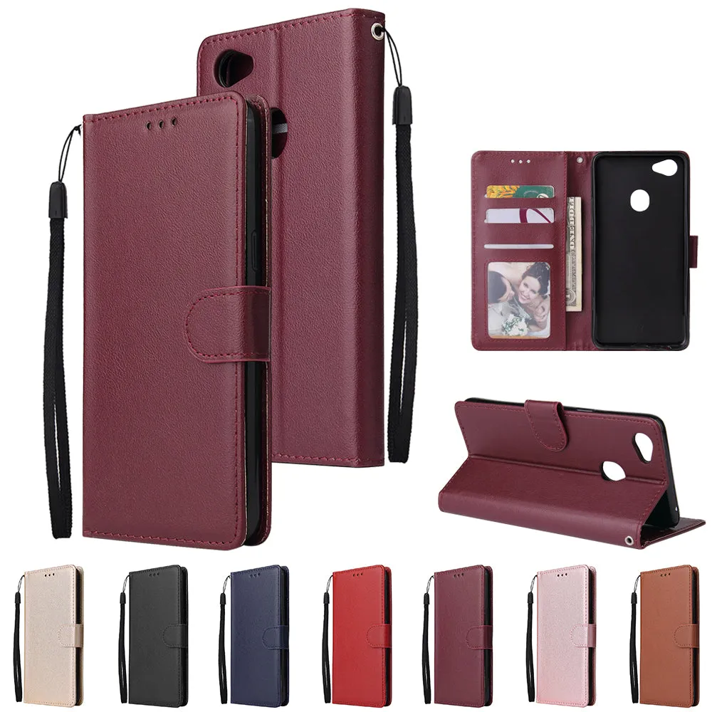 For OPPO F7 Wallet-type PU Leather Protective Phone Case with Buckle & 3 Card Position brown