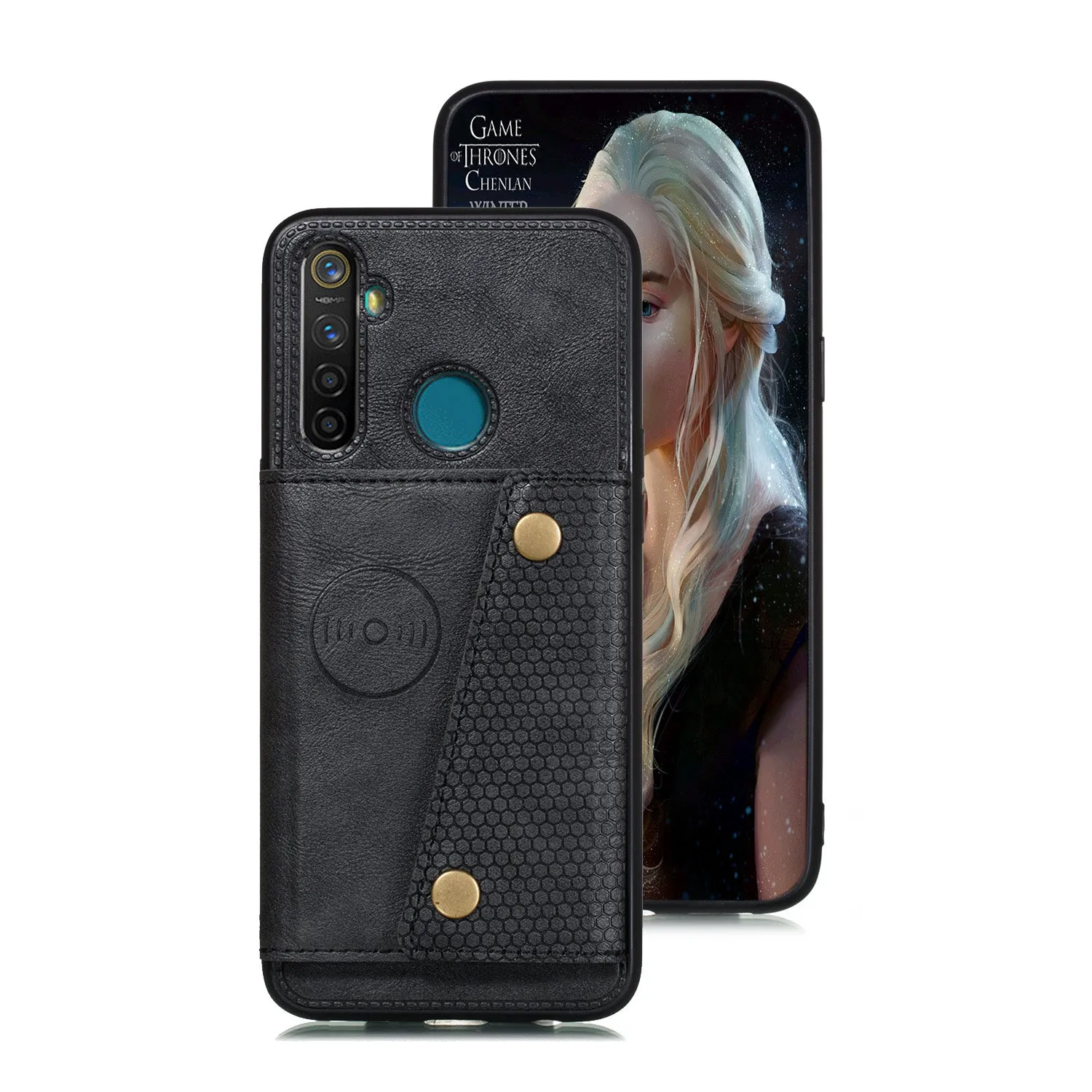 For OPPO Realme 5/5 Pro Mobile Phone Shell Buckle Closure Wallet Design Overall Protective Smartphone Cover  black