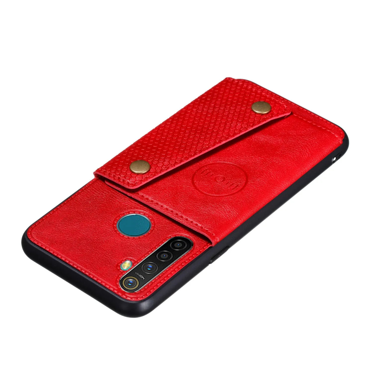 For OPPO Realme 5/5 Pro Mobile Phone Shell Buckle Closure Wallet Design Overall Protective Smartphone Cover  black