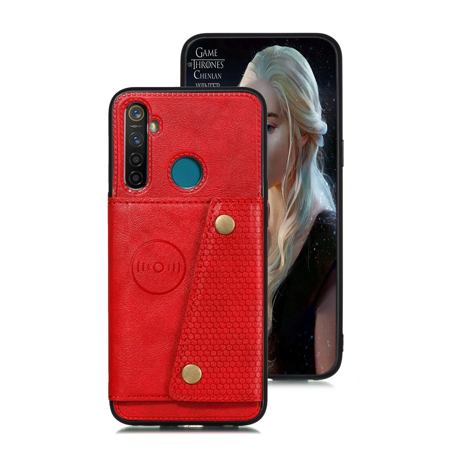 For OPPO Realme 5/5 Pro Mobile Phone Shell Buckle Closure Wallet Design Overall Protective Smartphone Cover  black