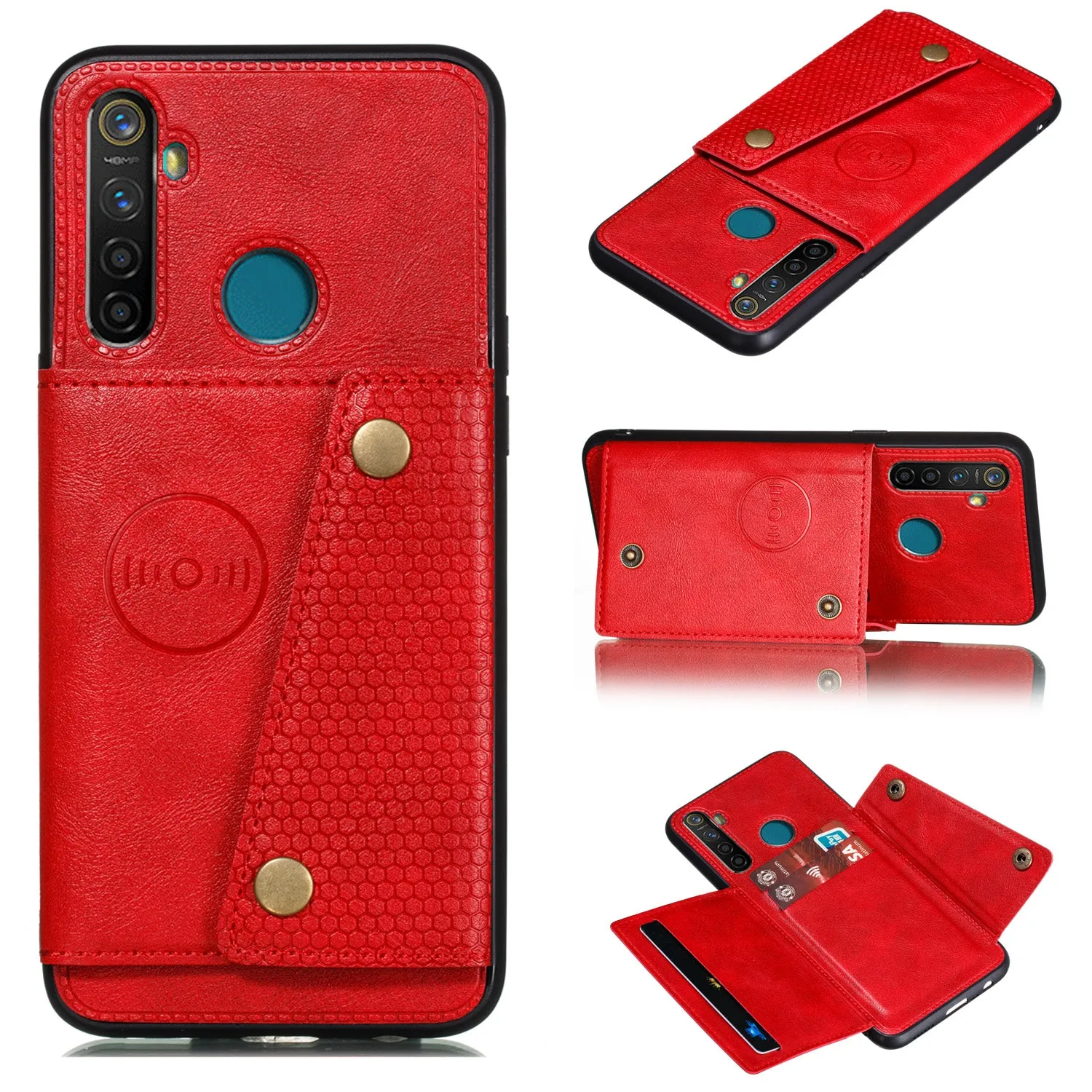For OPPO Realme 5/5 Pro Mobile Phone Shell Buckle Closure Wallet Design Overall Protective Smartphone Cover  black