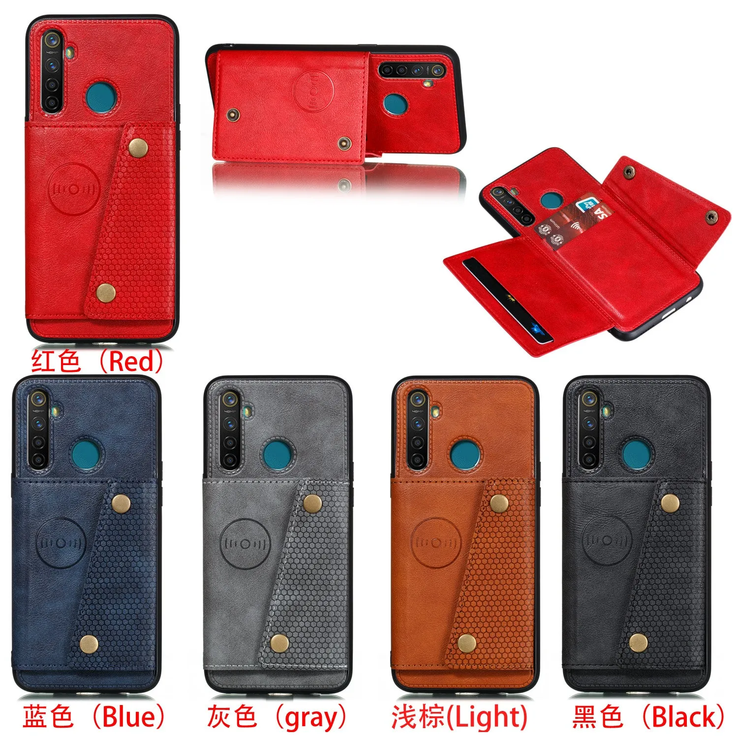 For OPPO Realme 5/5 Pro Mobile Phone Shell Buckle Closure Wallet Design Overall Protective Smartphone Cover  black